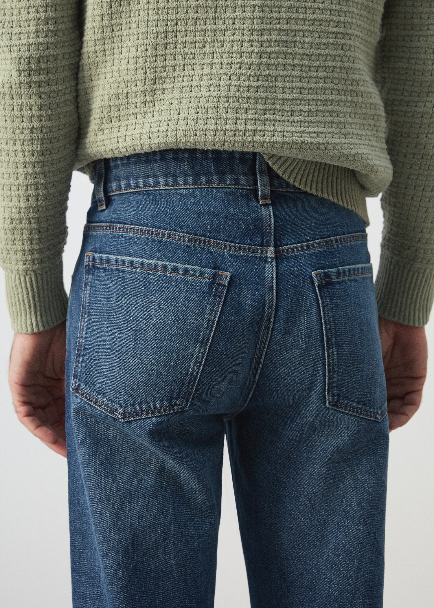 Straight fit cotton linen jeans - Details of the article 4