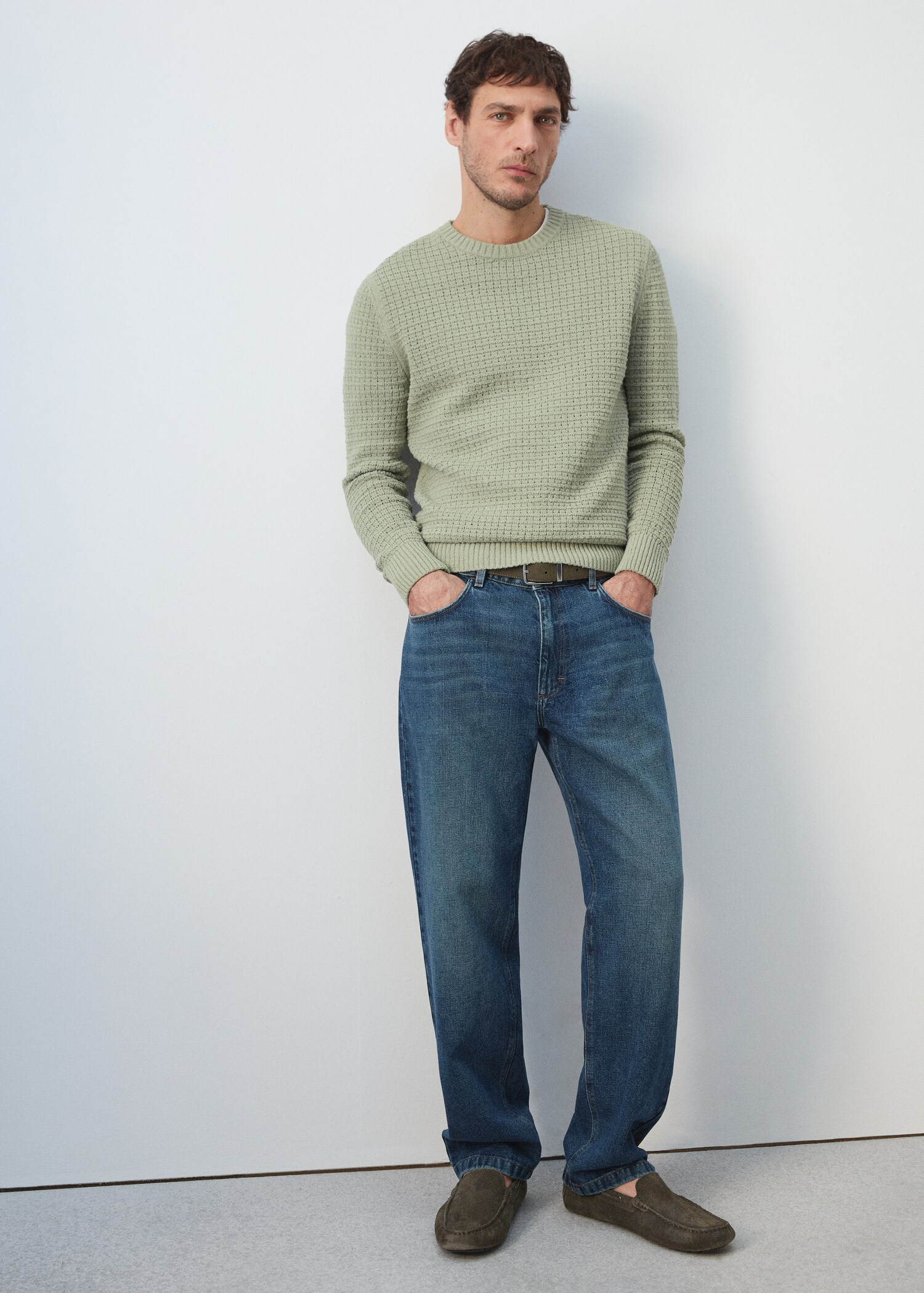 Straight fit cotton linen jeans - Details of the article 6