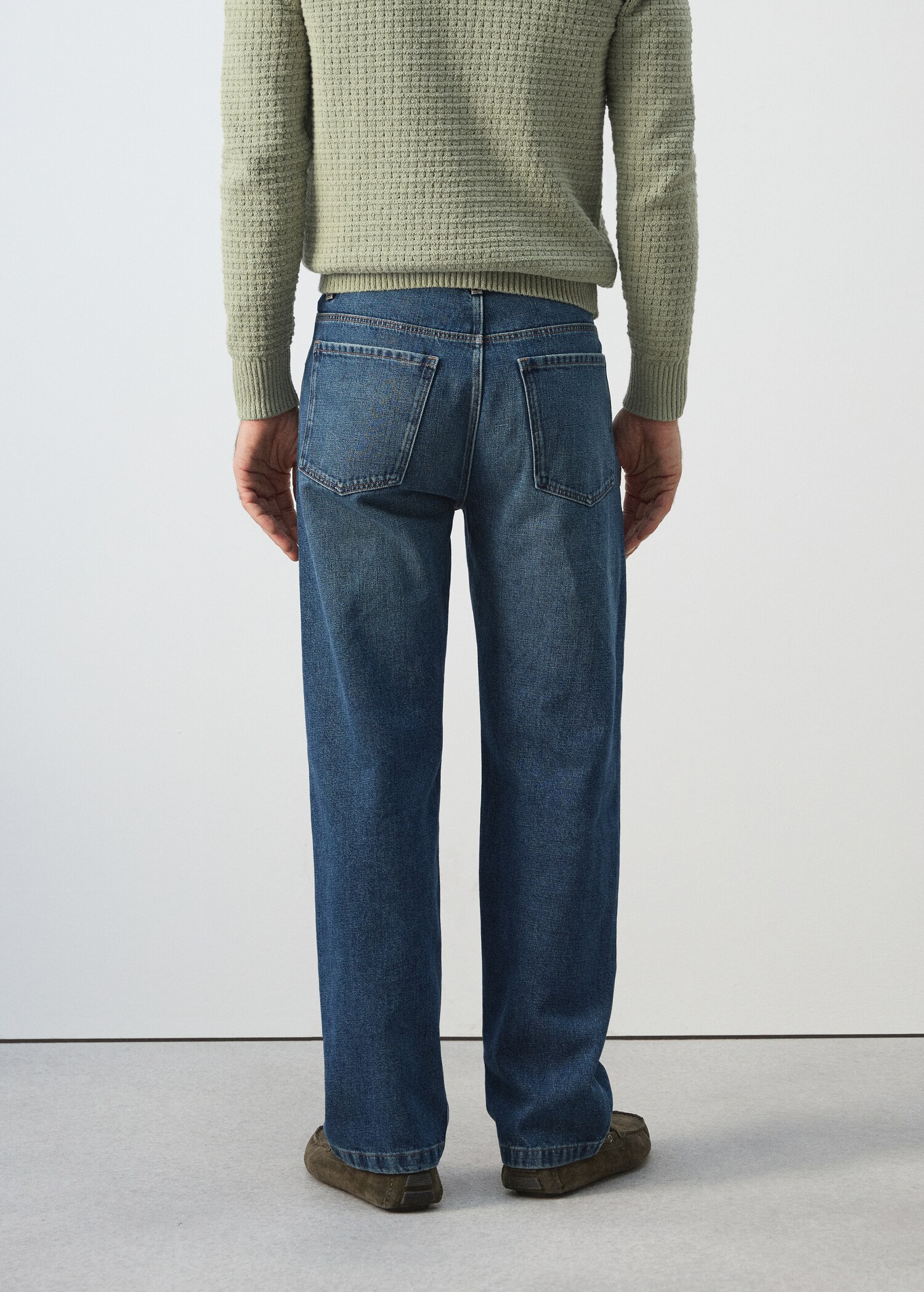 Straight fit cotton linen jeans - Reverse of the article