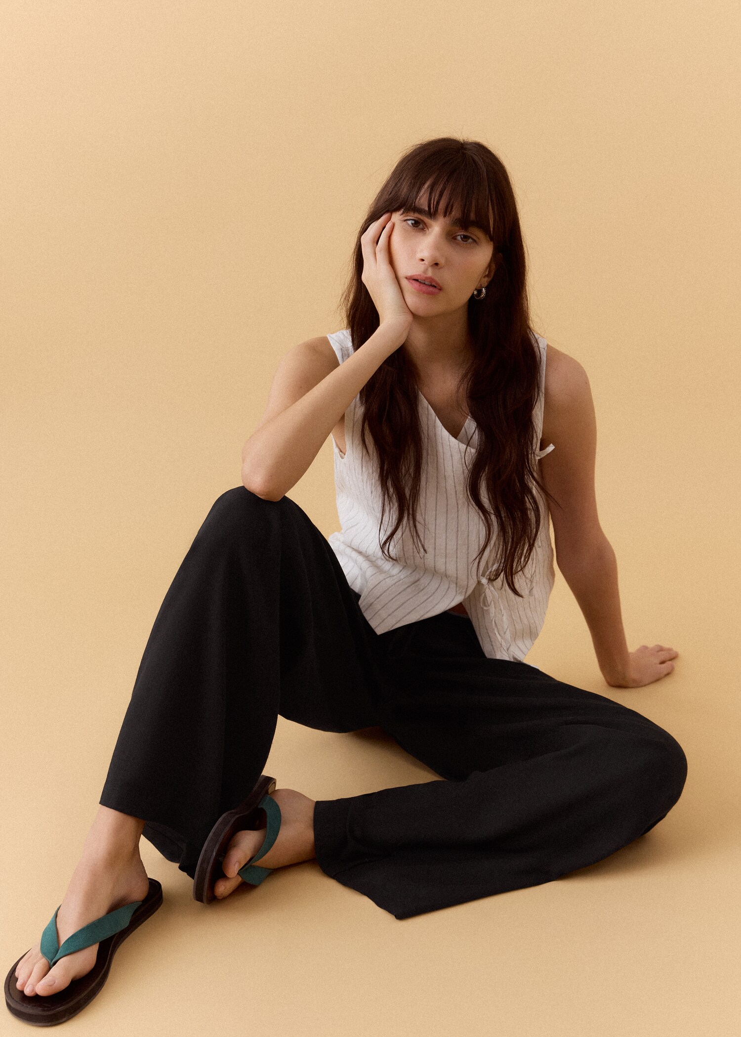 Straight linen-blend trousers - Details of the article 2