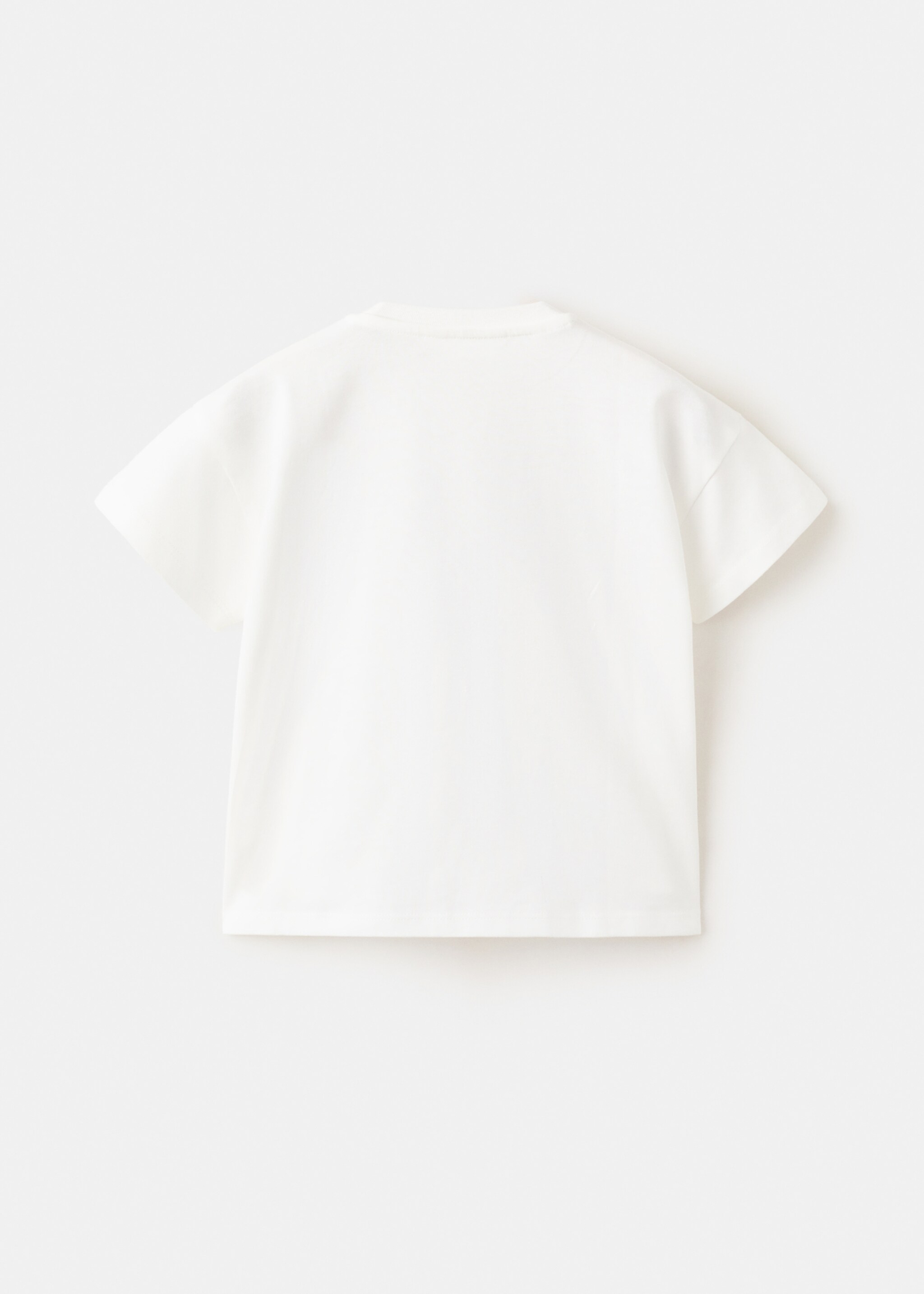 T-shirt coton broderie à fleur - Verso de l’article, Blanc cassé. Ref: 27056717-00.