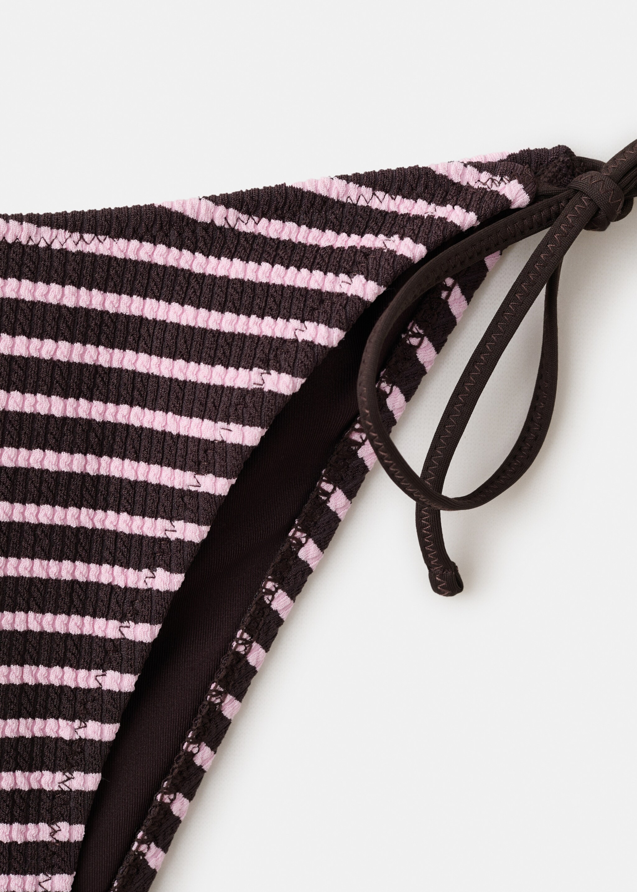 Striped ribbed bikini bottoms - Details of the article 8, Chocolate. Ref: 27056720-00.