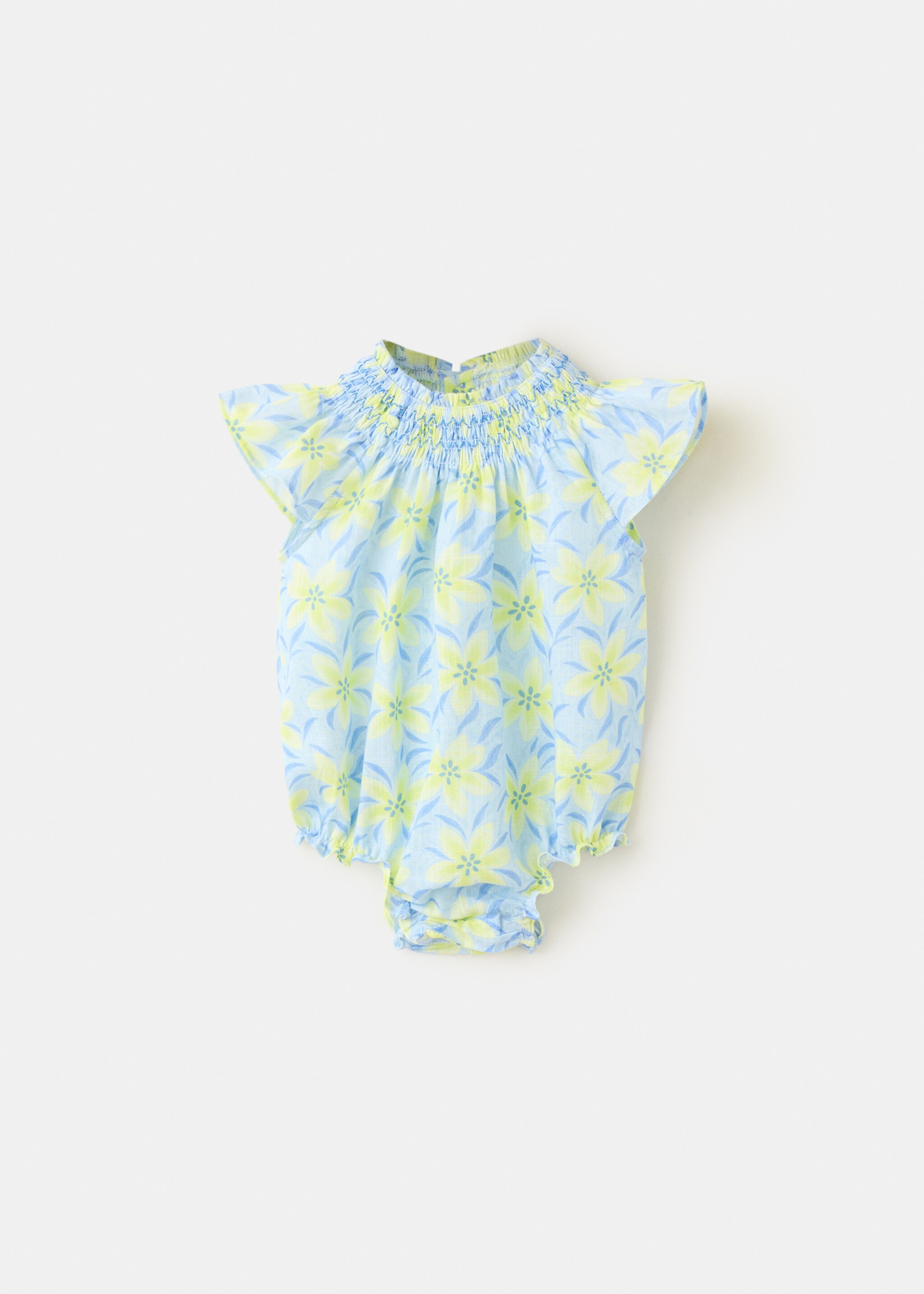 Floral-print romper suit - Article without model, Yellow. Ref: 27056724-00.