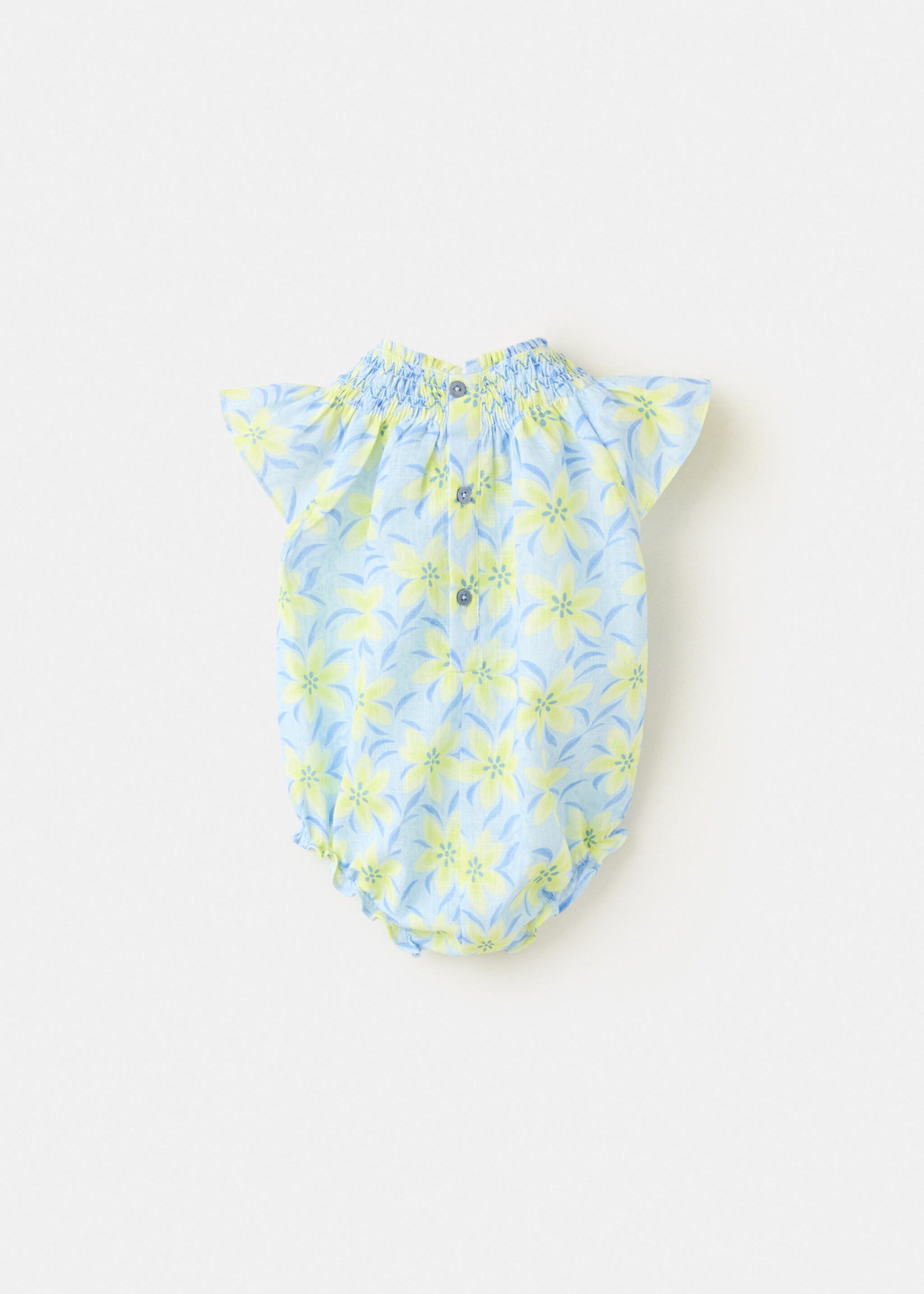 Floral-print romper suit - Reverse of the article, Yellow. Ref: 27056724-00.