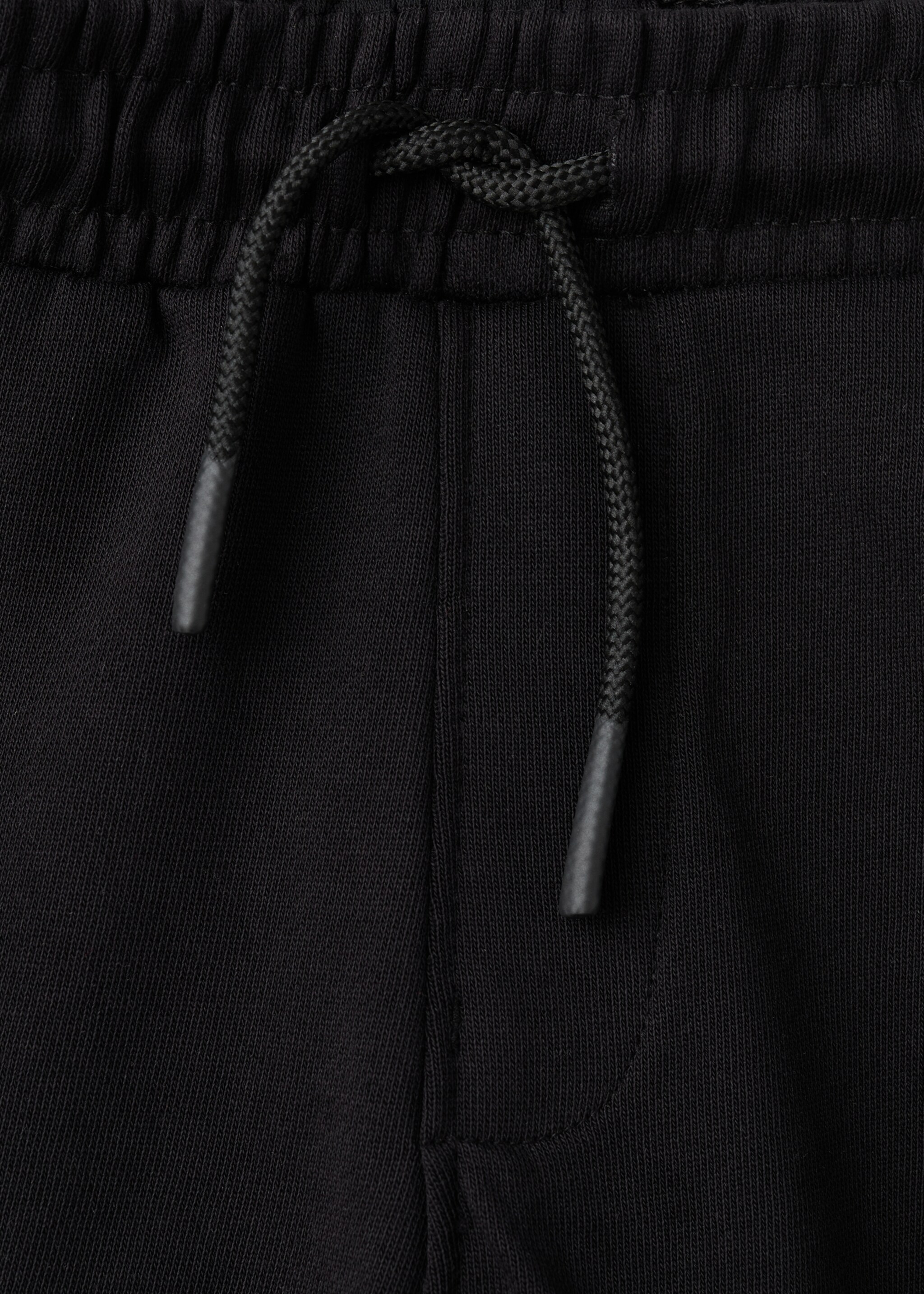 Cotton shorts with drawstring - Details of the article 8, Black. Ref: 27056728-00.