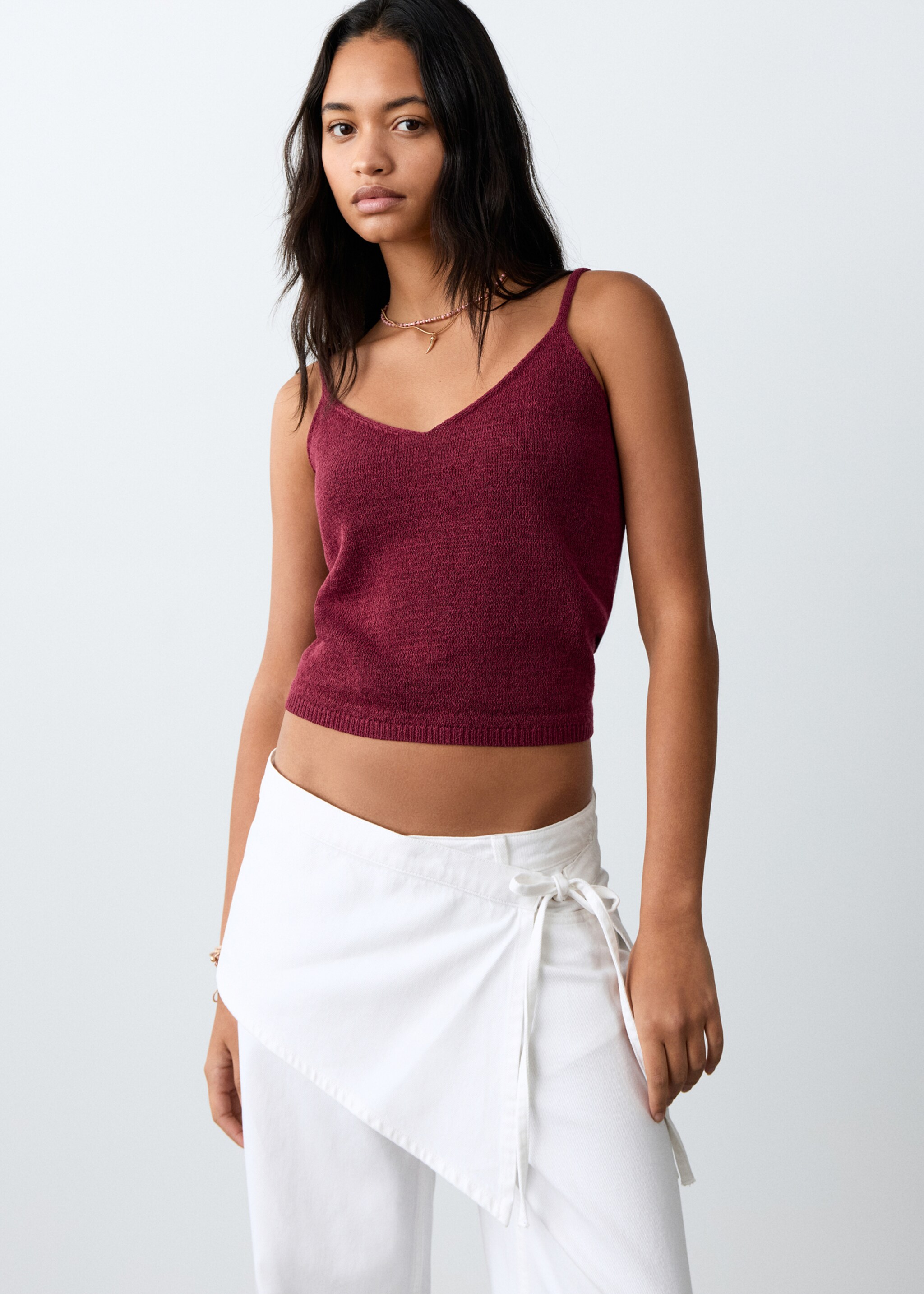 Knit strap top - Medium plane, Maroon. Ref: 27056729-00.