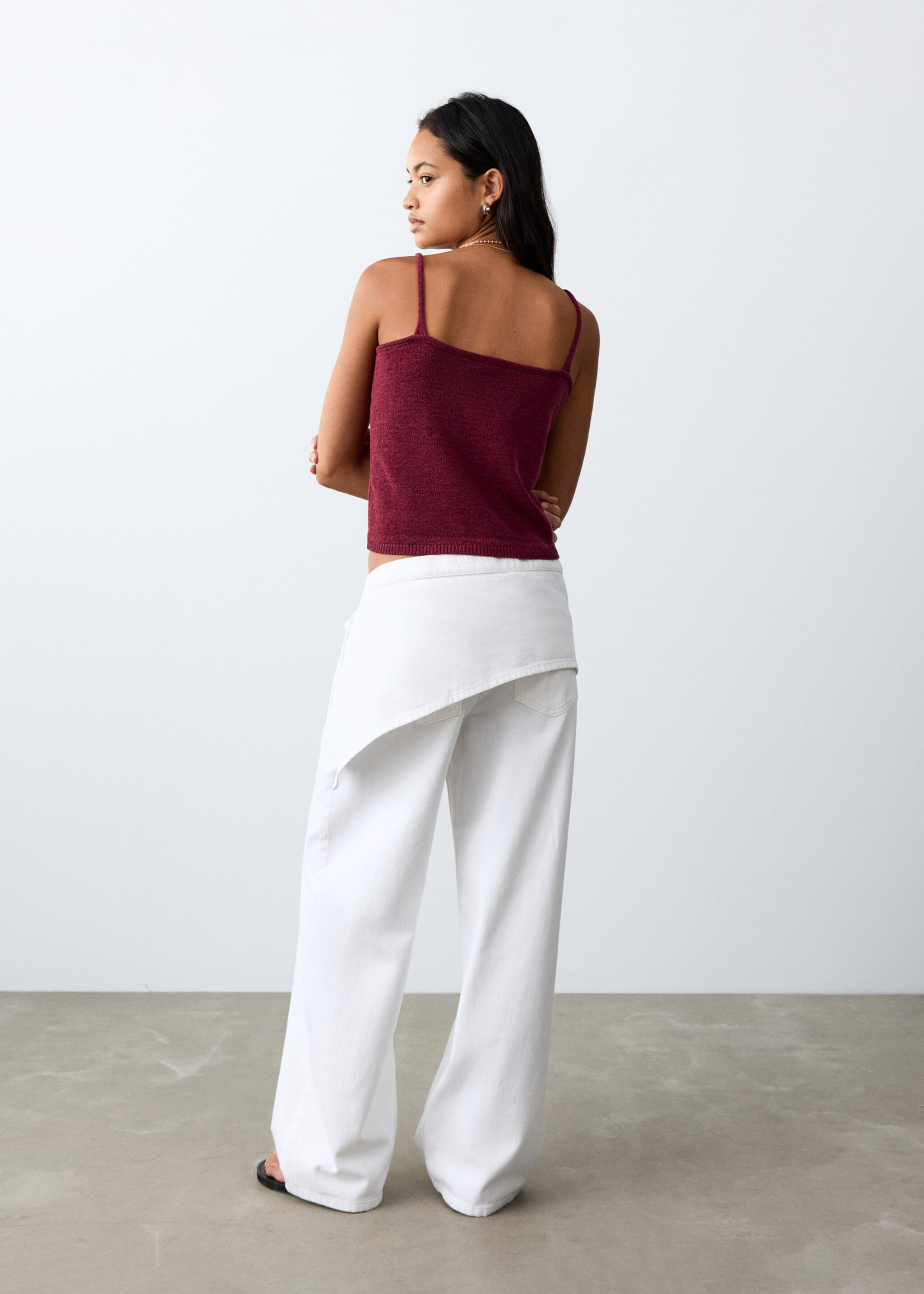 Knit strap top - Reverse of the article, Maroon. Ref: 27056729-00.