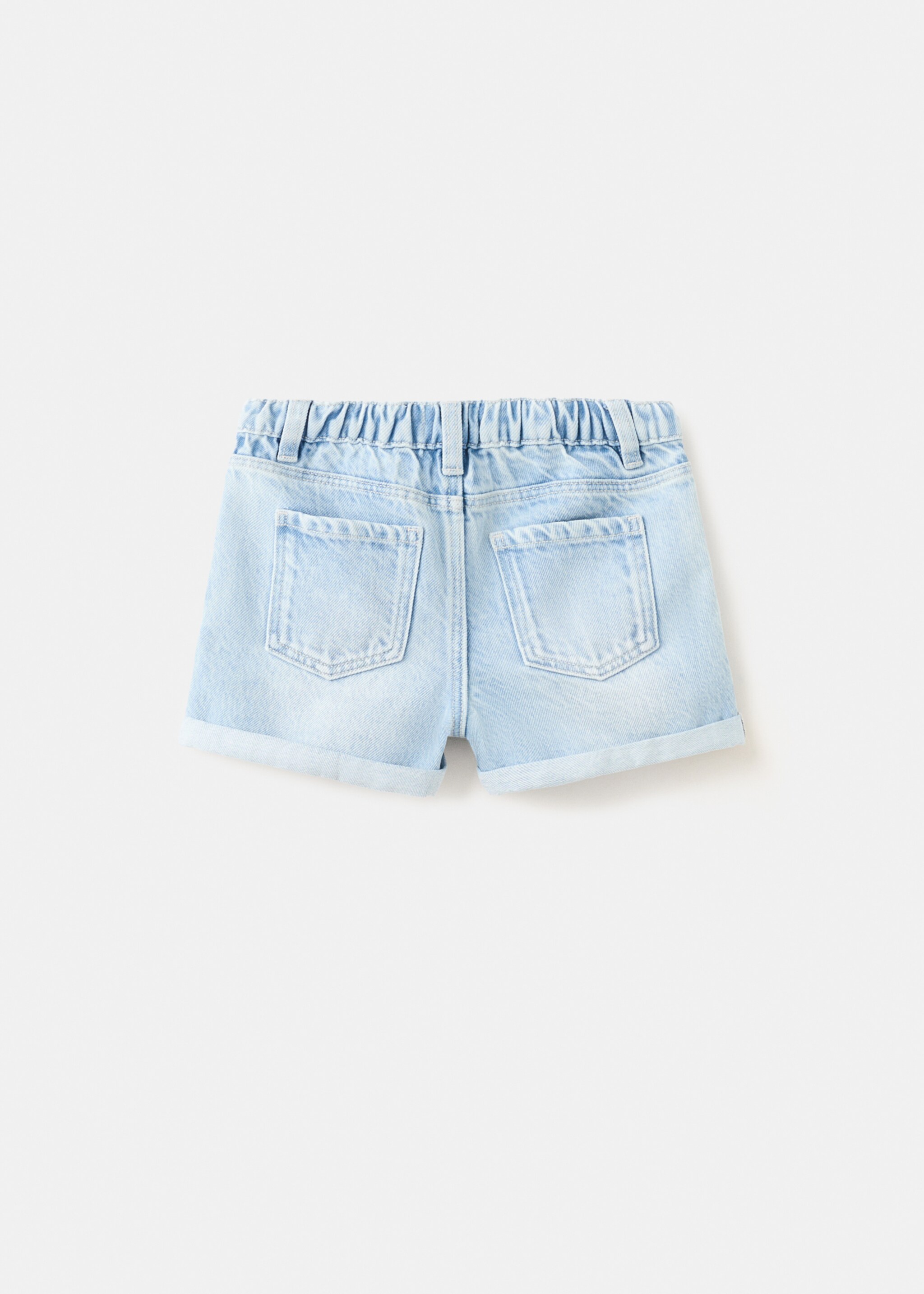 Džínové šortky s ohrnutým lemem - Zadní strana zboží, Světle modrá. Ref: 27056737-00.
