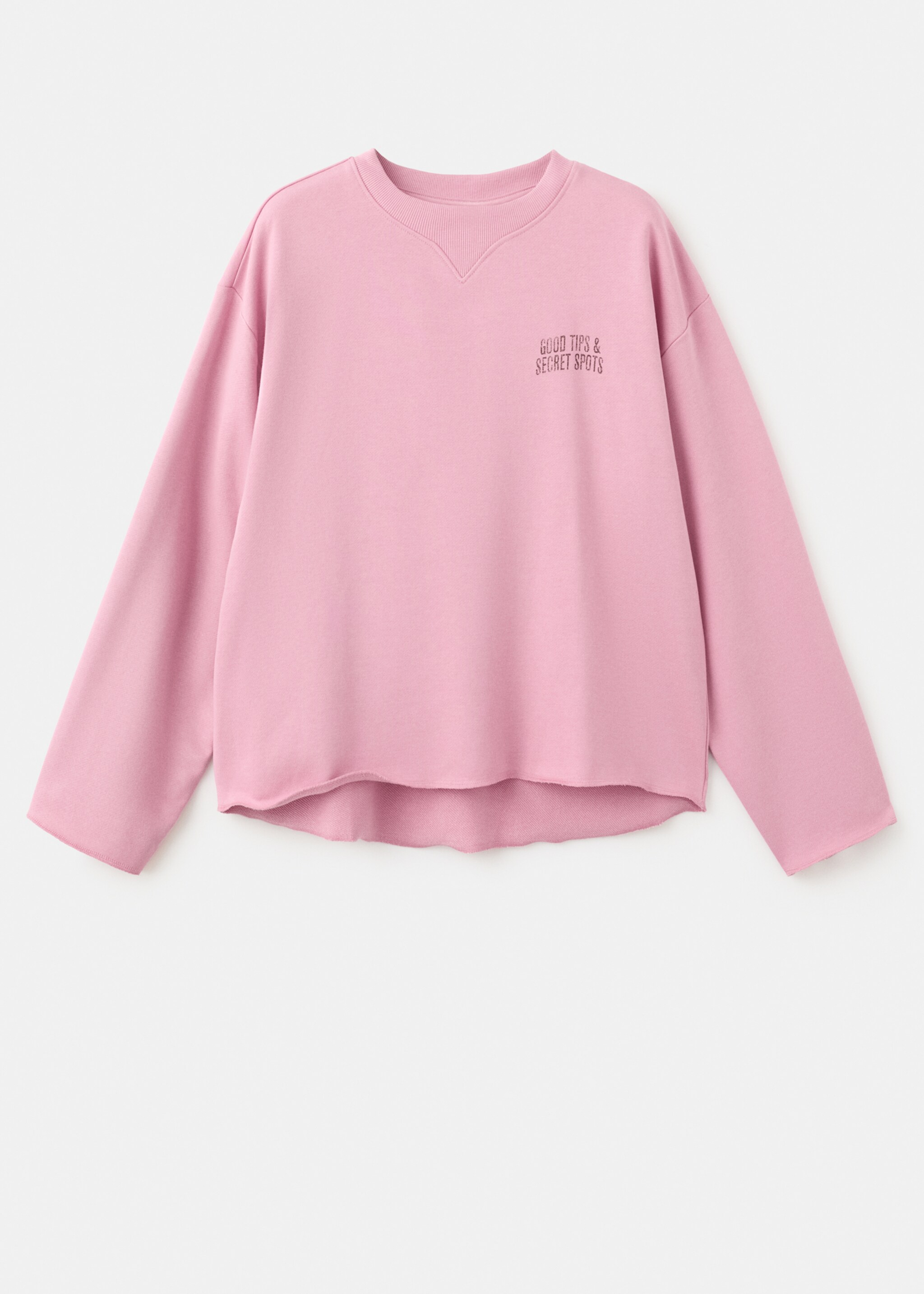 Cotton sweatshirt with text print - Article without model, Pink. Ref: 27056741-00.
