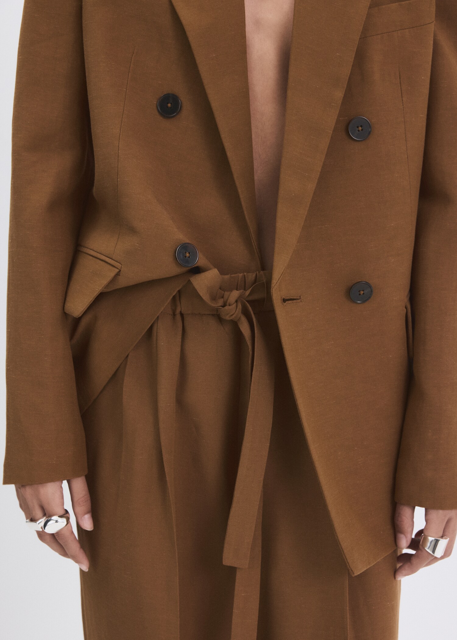 Straight-fit linen suit trousers - Details of the article 6