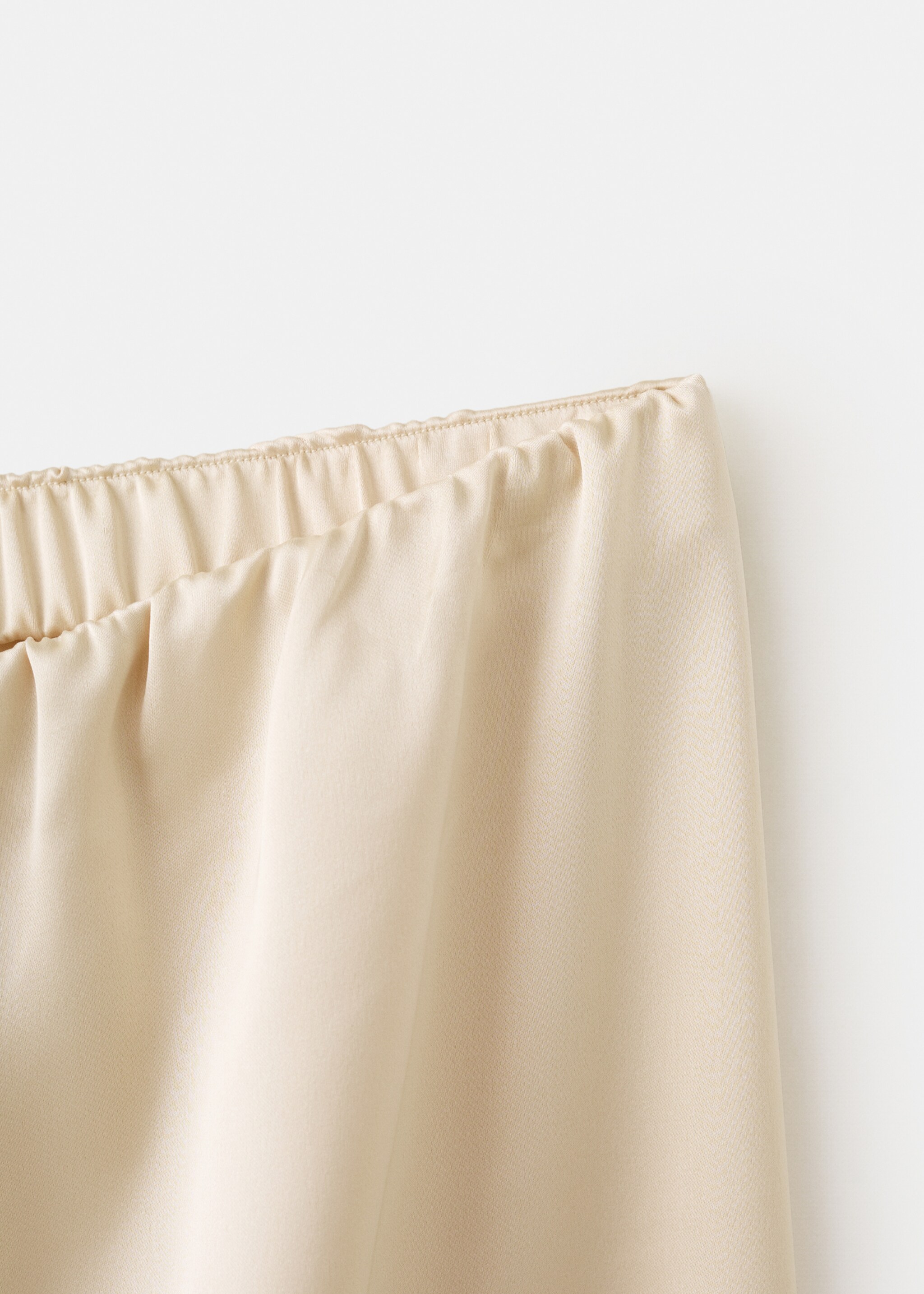 Satin straight-fit trousers - Details of the article 8, Ecru. Ref: 27056751-00.