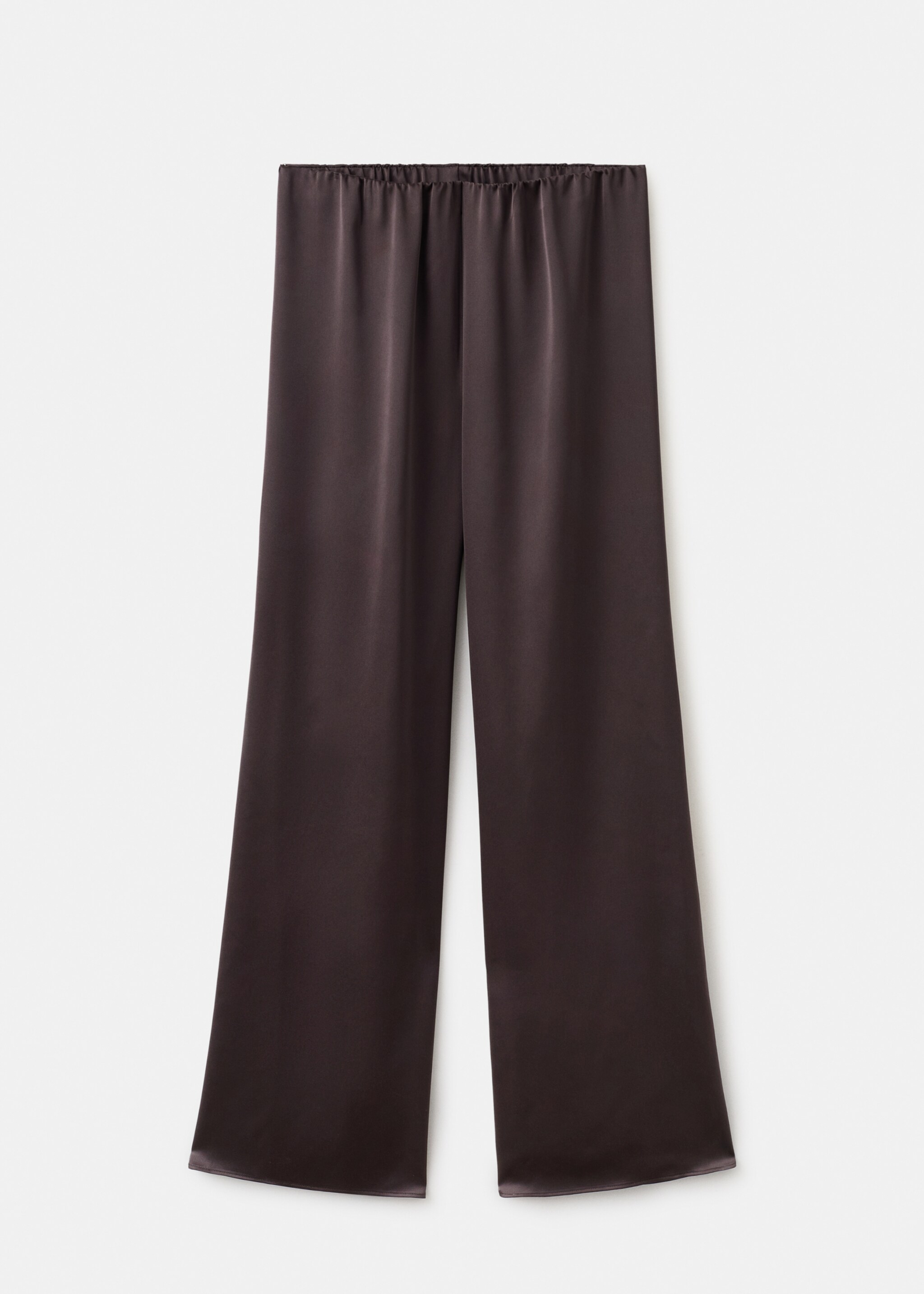 Satin straight-fit trousers - Article without model, Chocolate. Ref: 27056751-00.