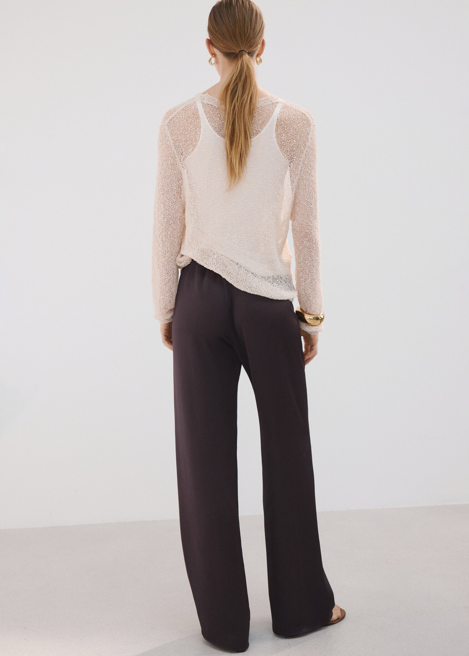 Satin straight-fit trousers - Reverse of the article