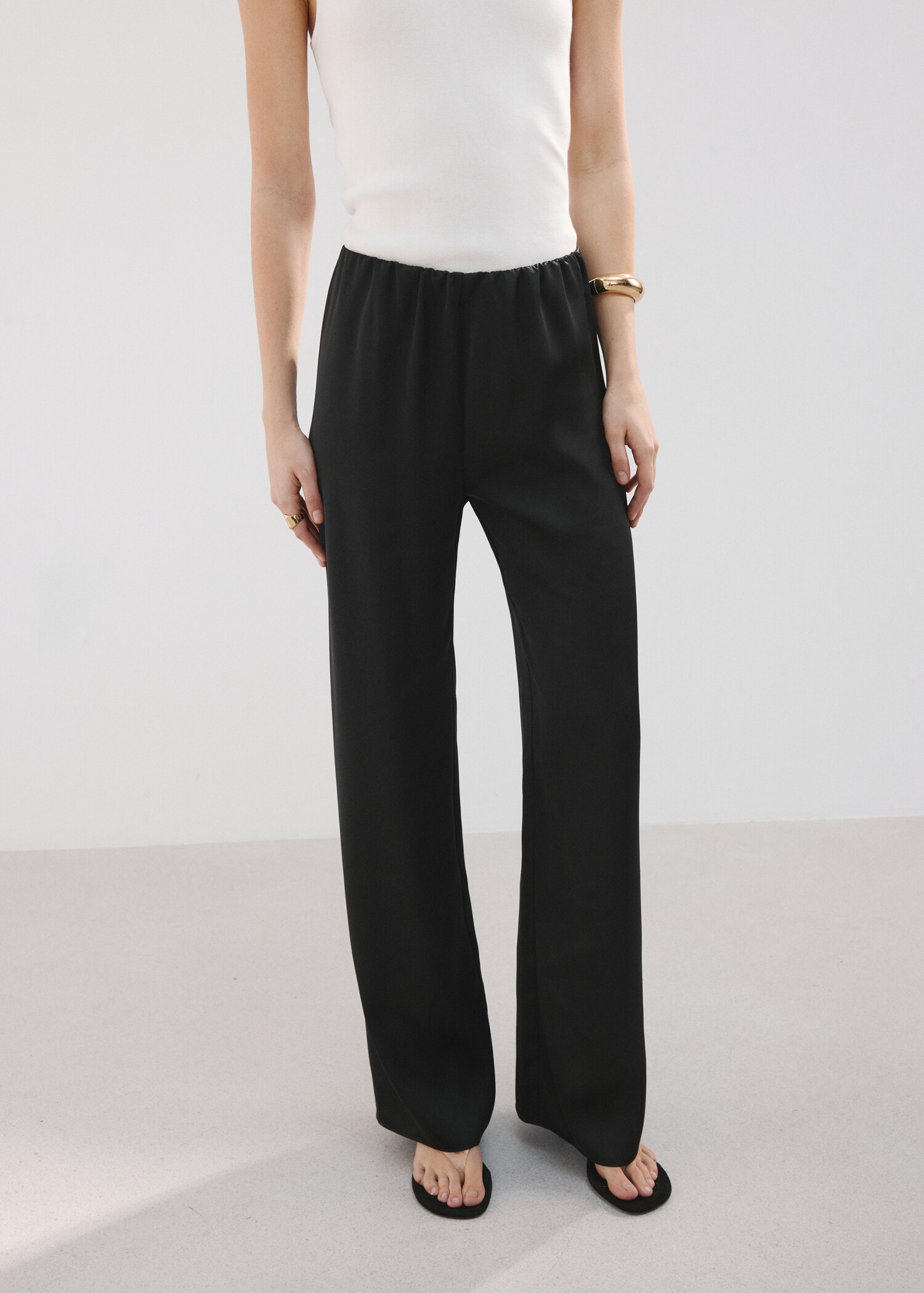 Satin straight-fit trousers - Details of the article 6