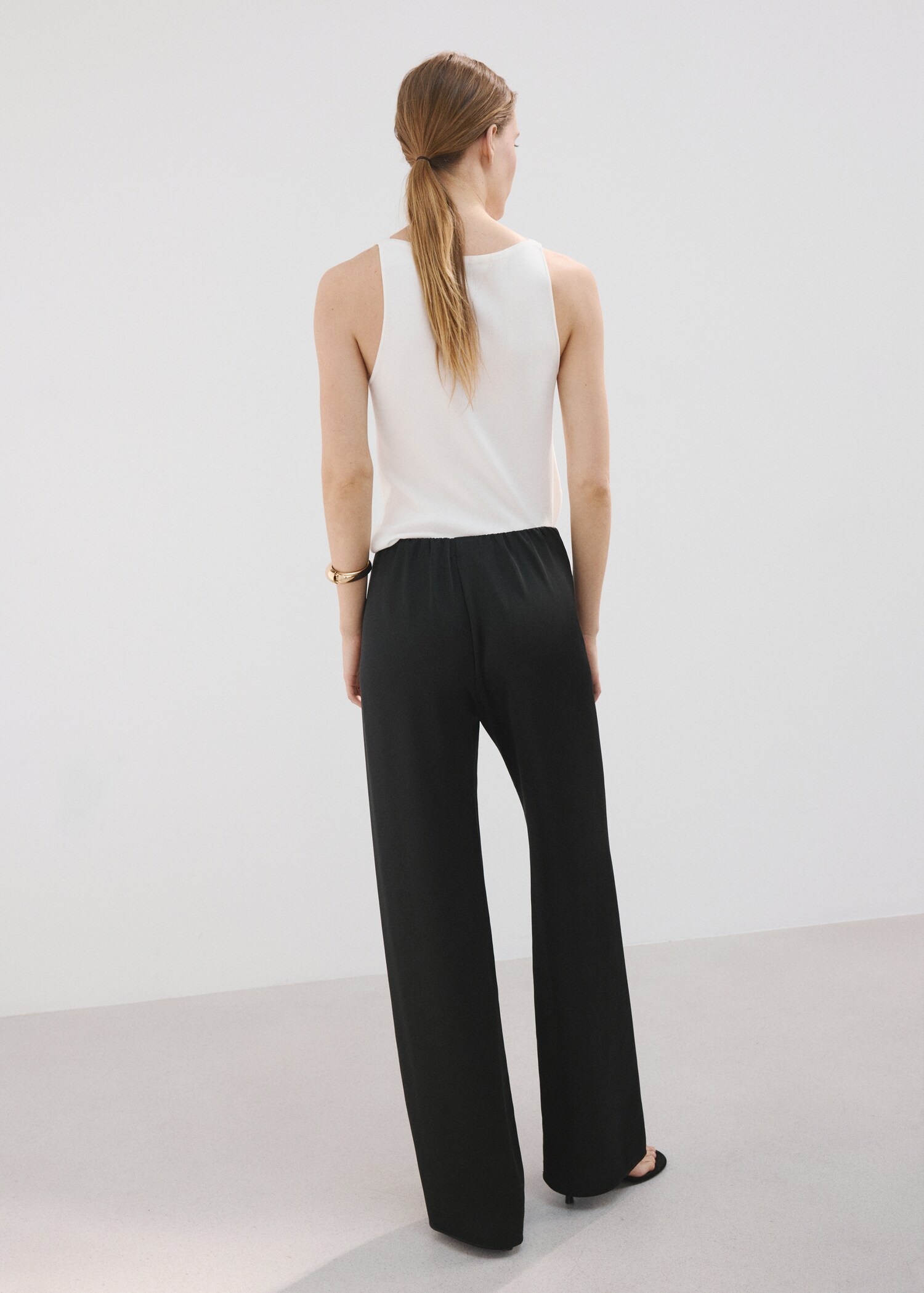 Satin straight-fit trousers - Reverse of the article