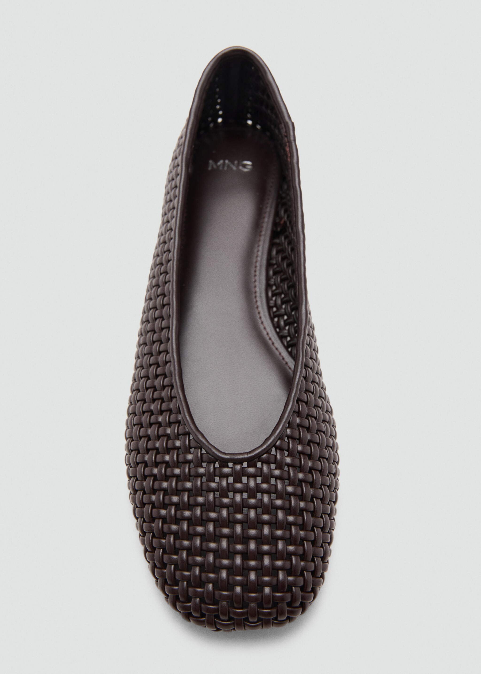Braided ballerina flat - Details of the article 2, Chocolate. Ref: 27057136-00.