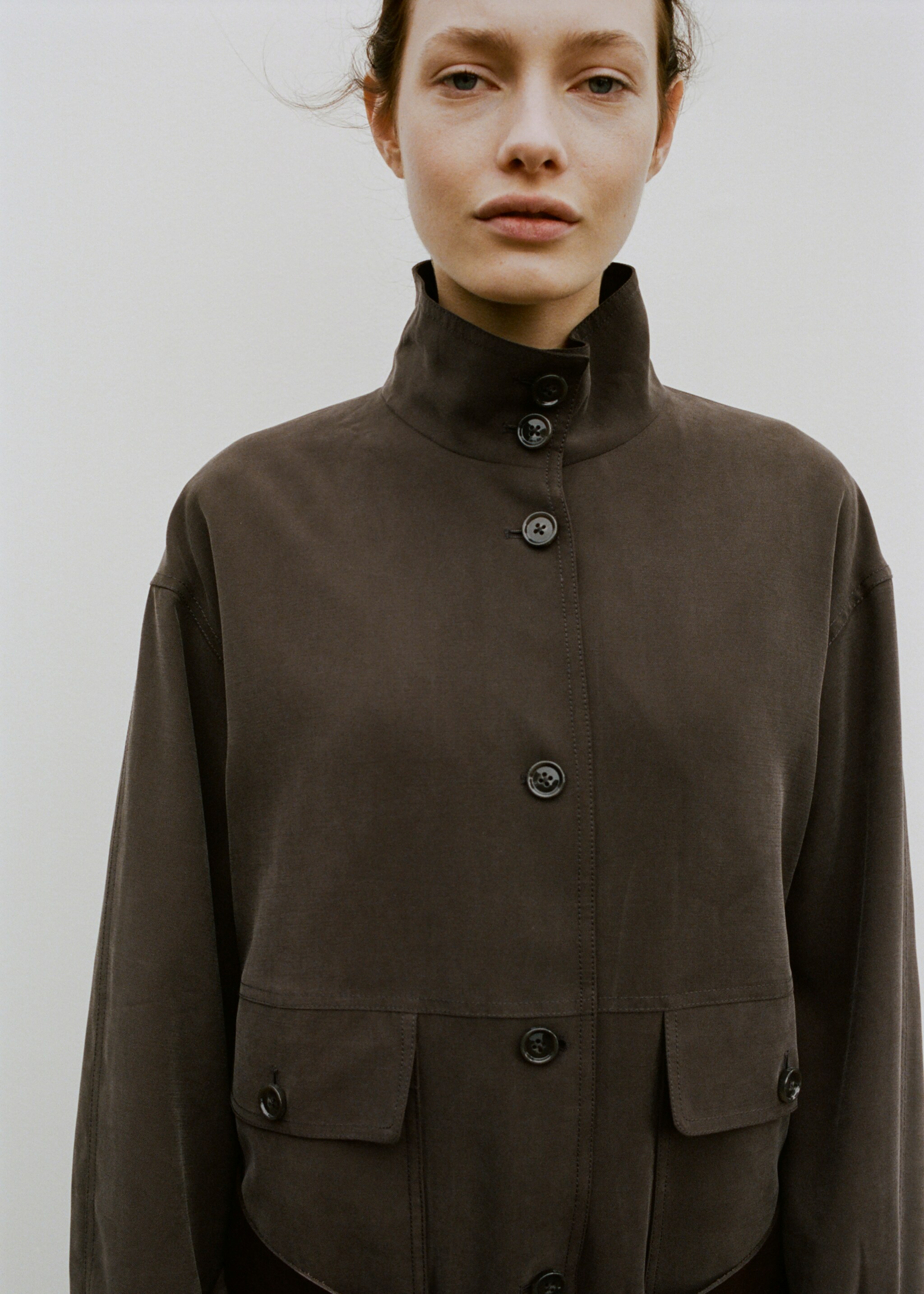 Jaqueta oversize butxaques - Revers de l'article, Xocolata. Ref: 27057139-00.