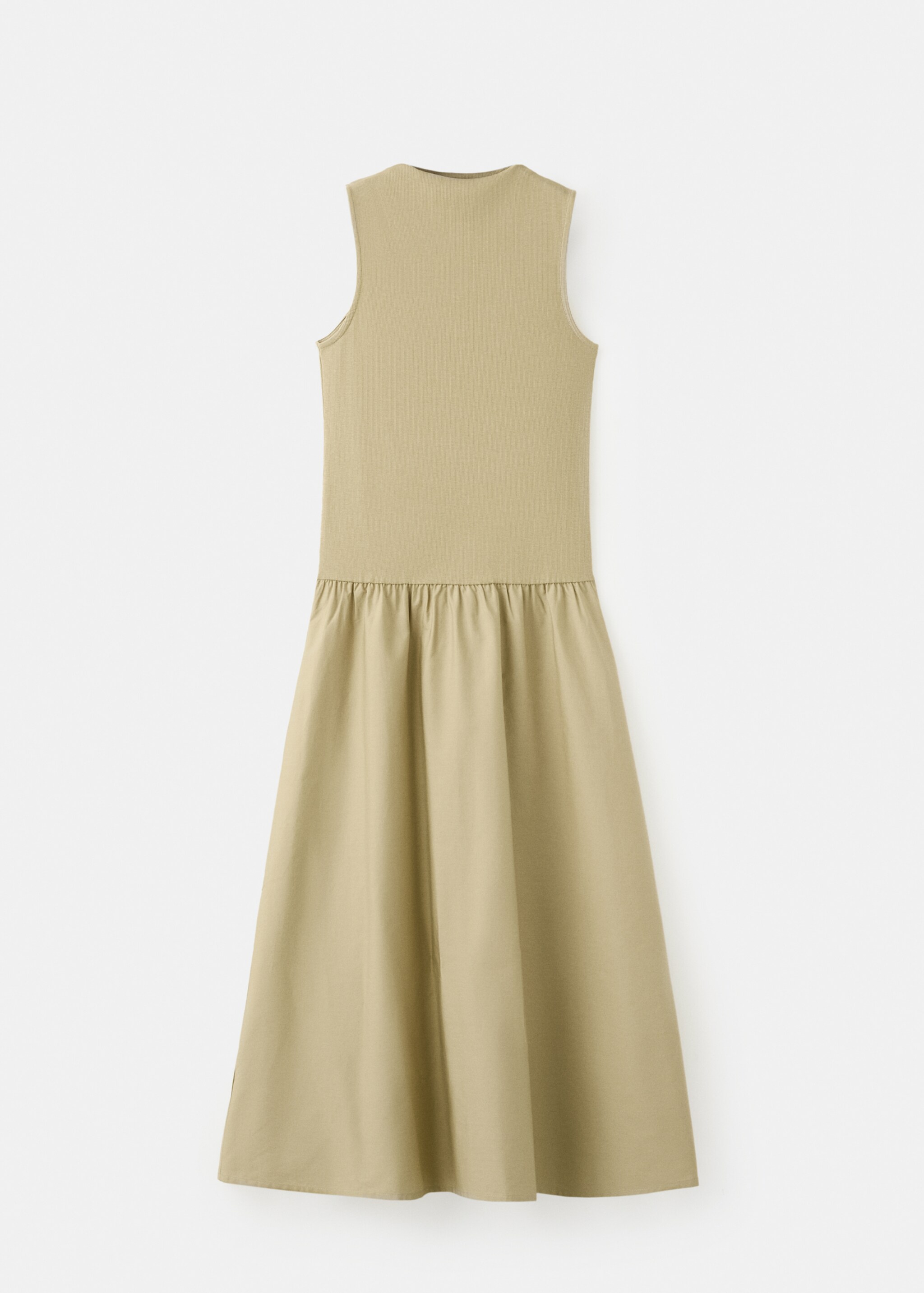 Contrast-bodice dress - Article without model, Olive Green. Ref: 27057141-00.