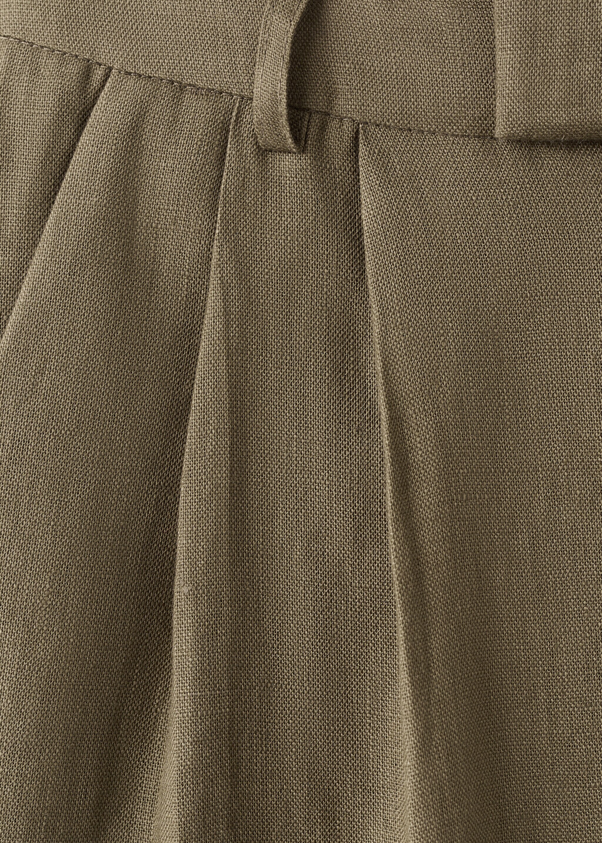 Straight linen-blend trousers - Details of the article 8, Khaki. Ref: 27057142-00.