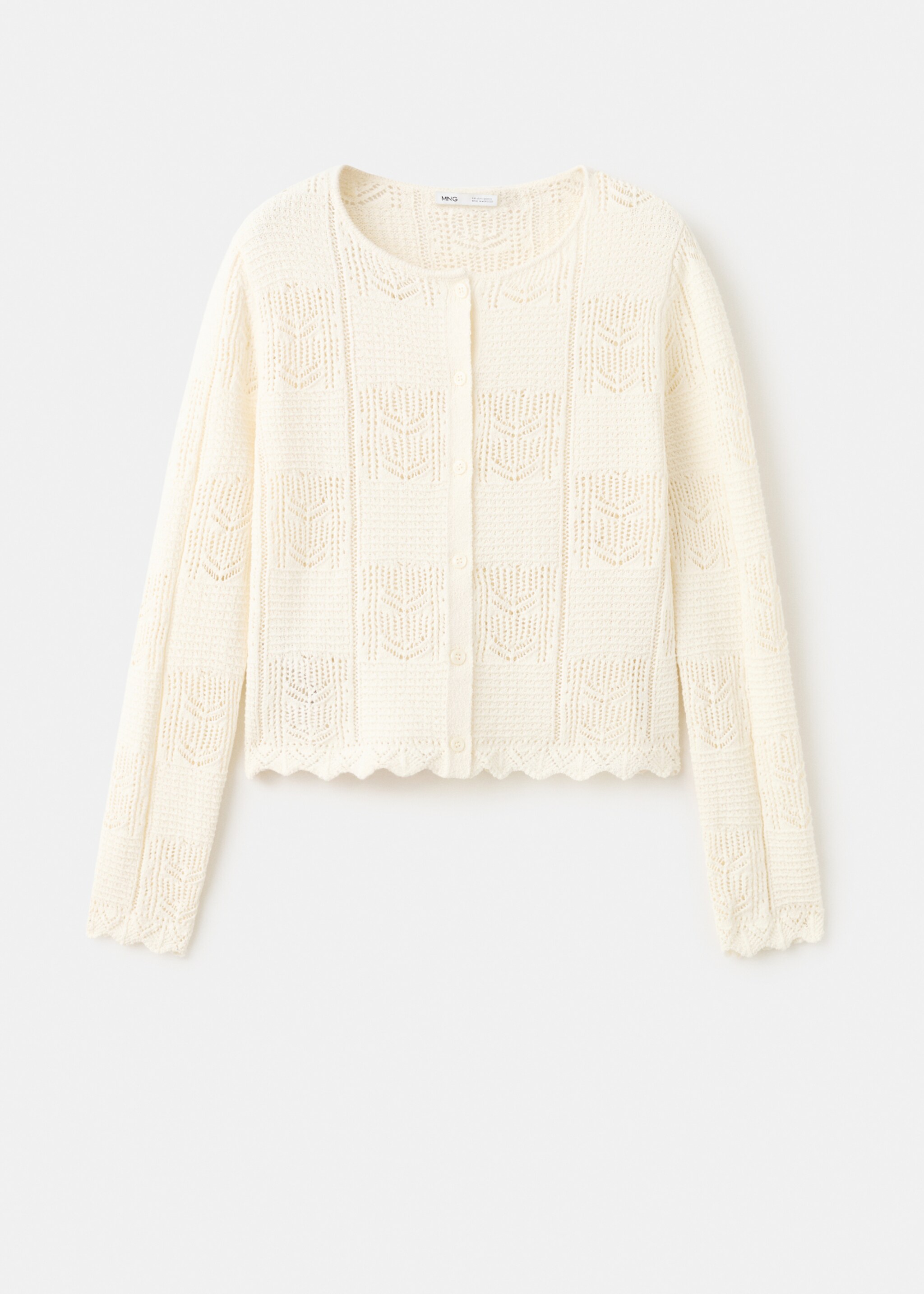 Openwork detail knit cardigan - Article without model, Ecru. Ref: 27057144-00.