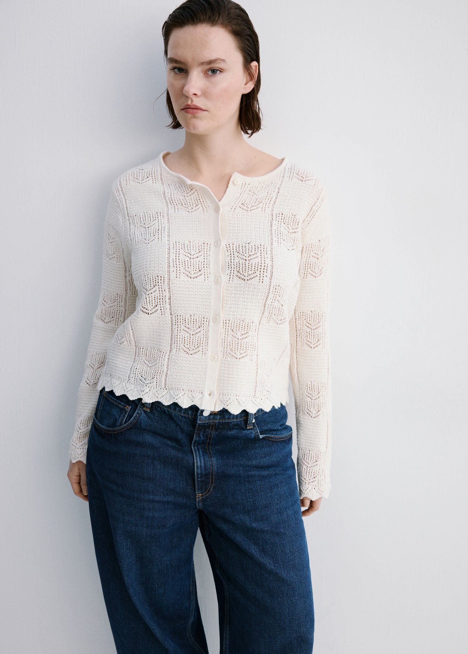 Openwork detail knit cardigan - Details of the article 5