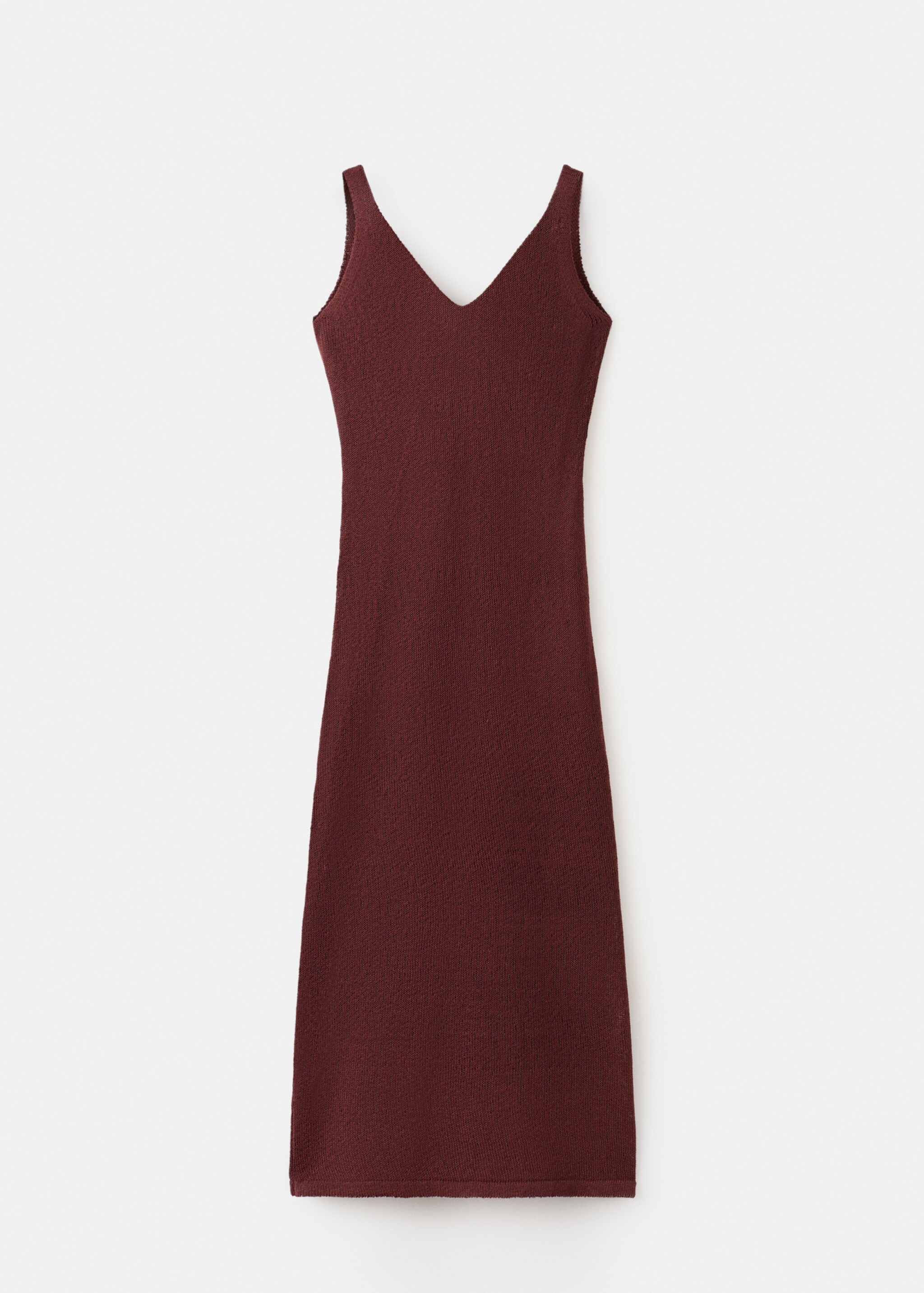 V-neck knitted dress - Article without model, Burnt Orange. Ref: 27057145-00.