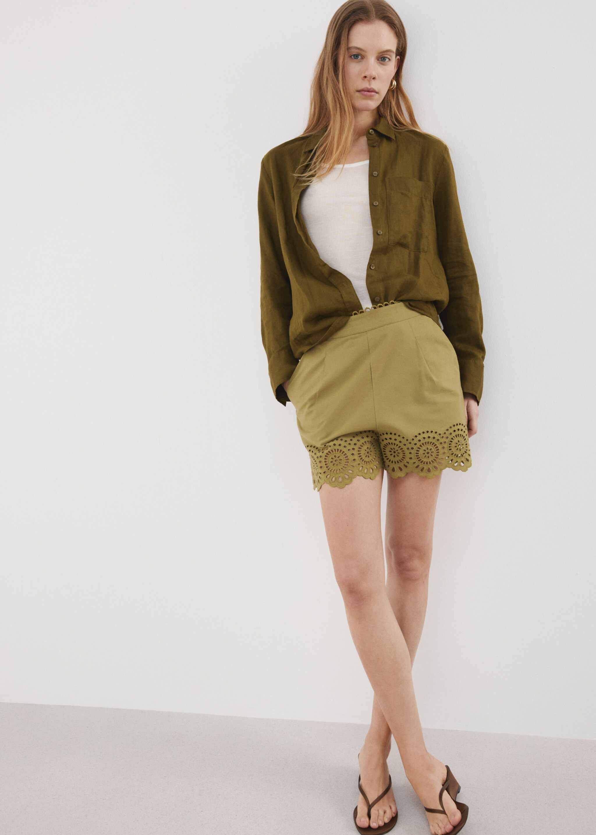 Short détails ajourés broderies - Détail de l'article 6, Vert. Ref: 27057146-00.