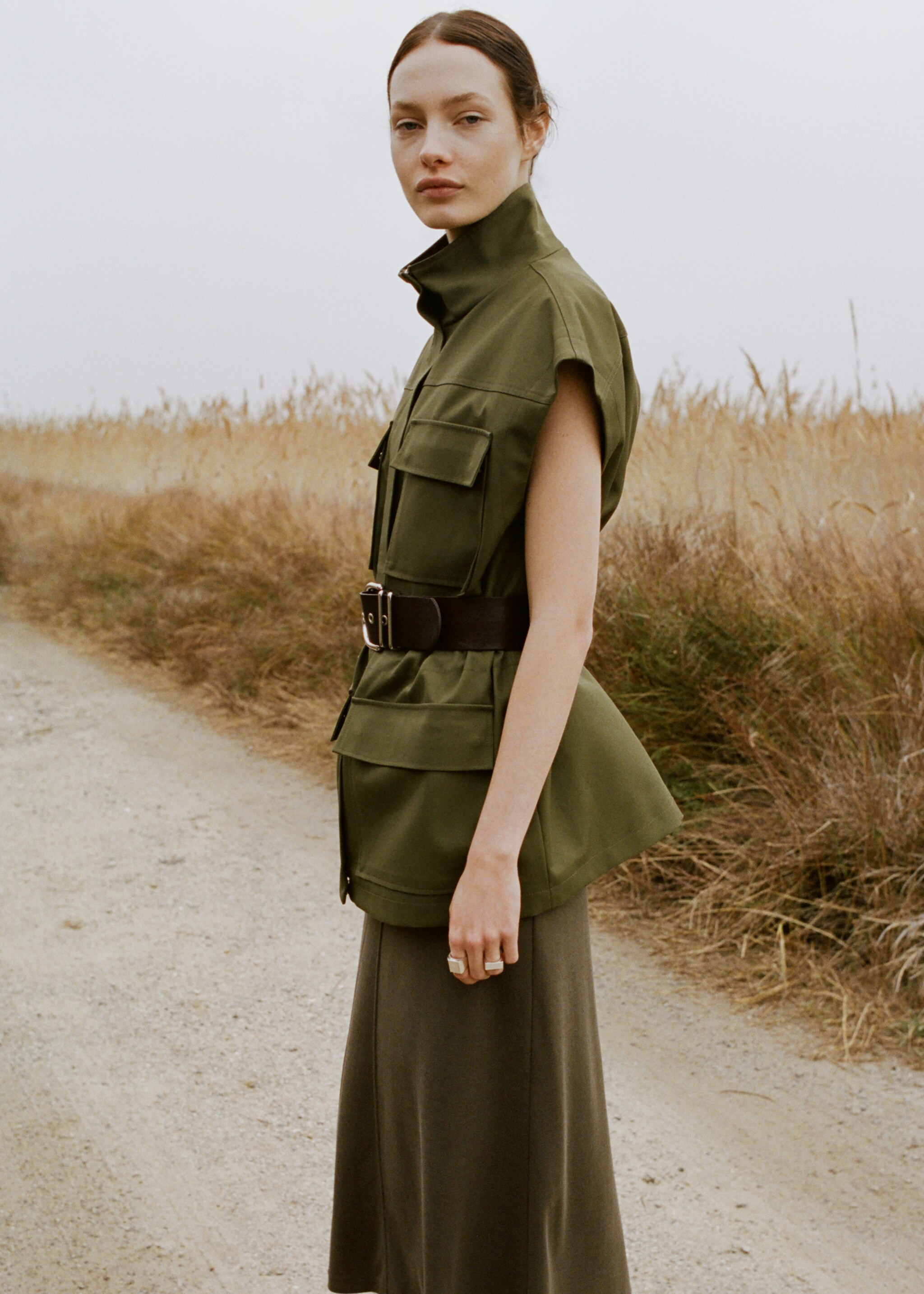 Jupe droite modal - Détail de l'article 1, Kaki. Ref: 27057149-00.