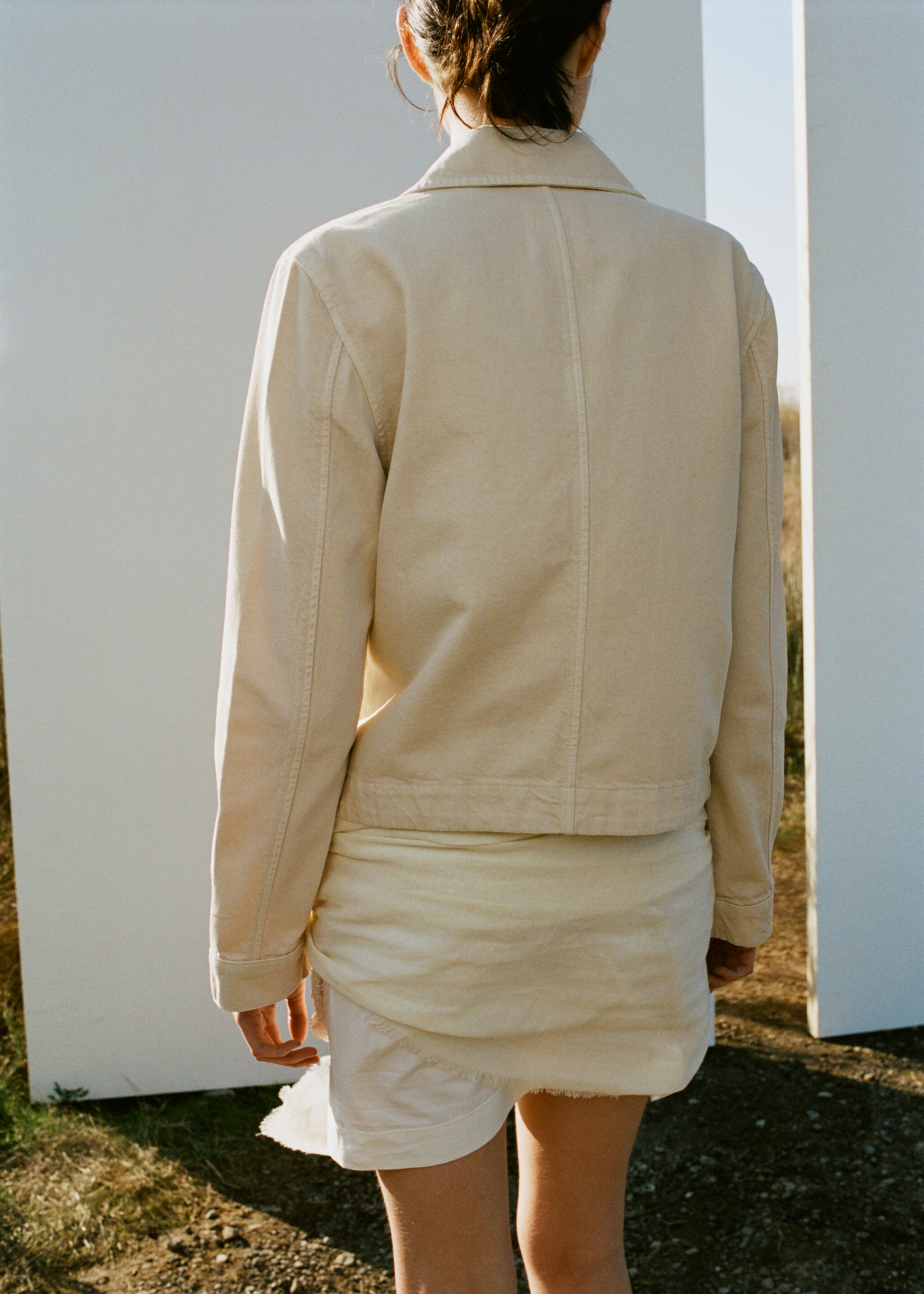 Pockets denim jacket - Reverse of the article, Vanilla. Ref: 27057154-00.