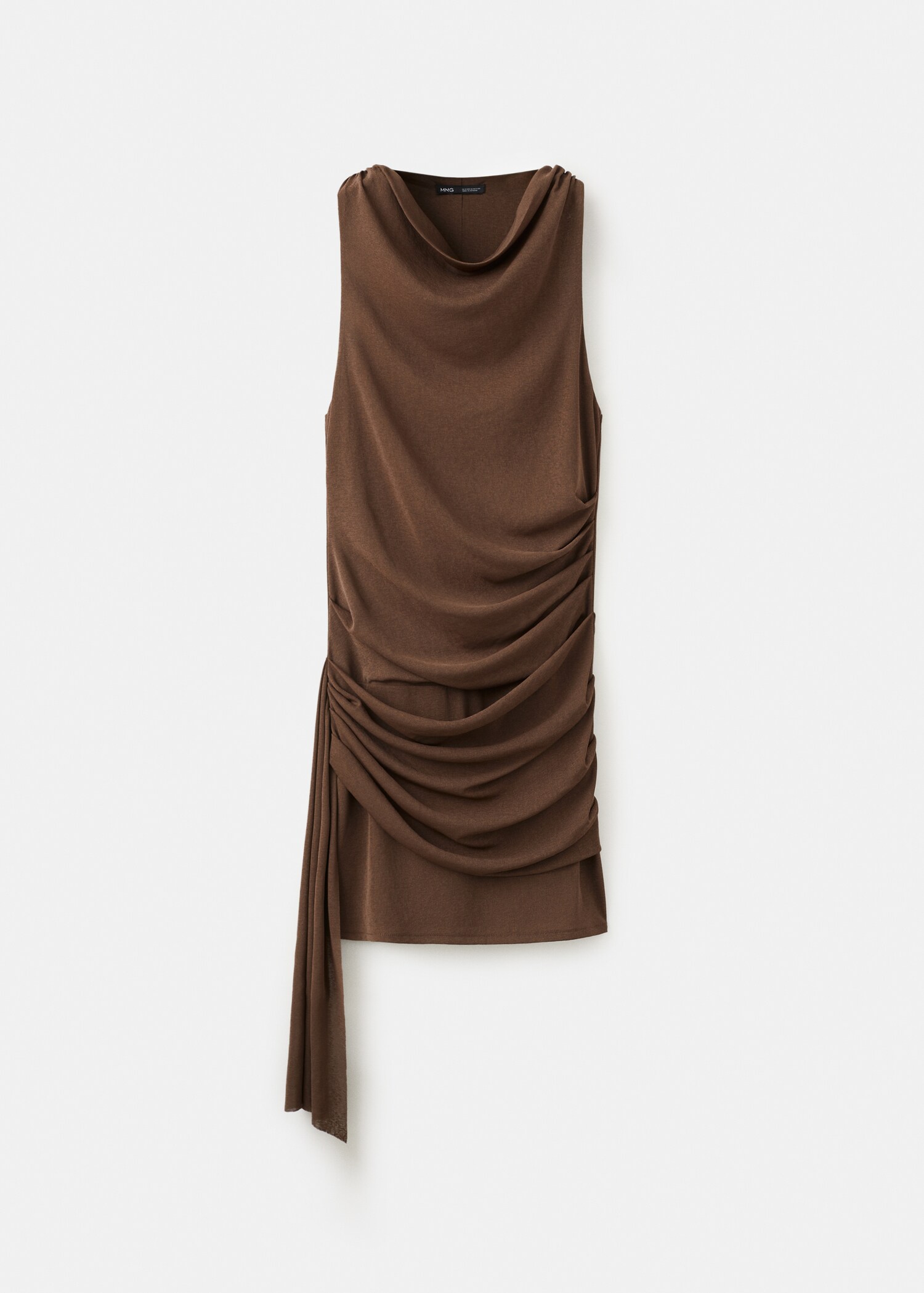 Ruched dress with draped neckline - Article without model