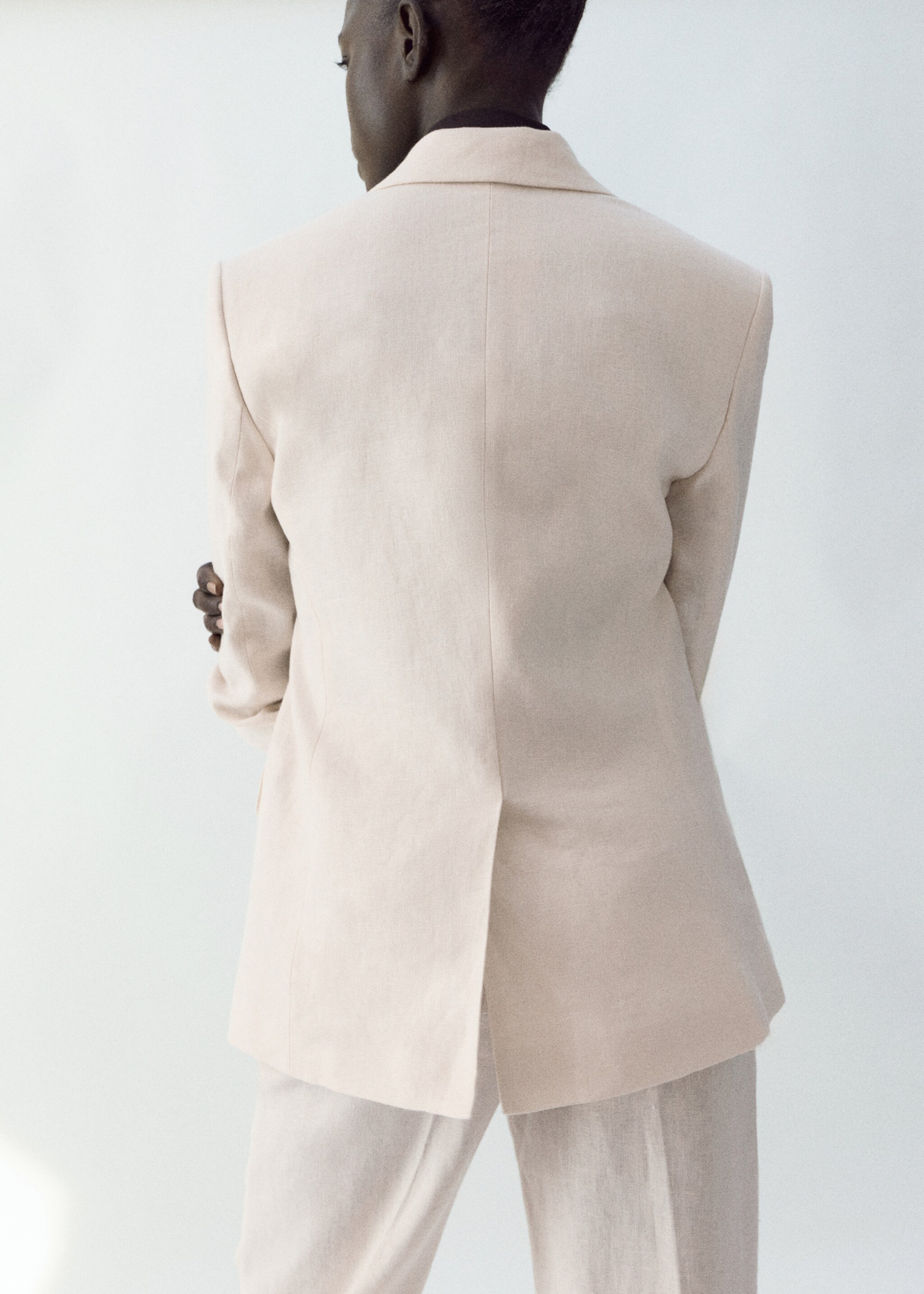 Linen suit jacket - Reverse of the article, Ecru. Ref: 27057156-00.