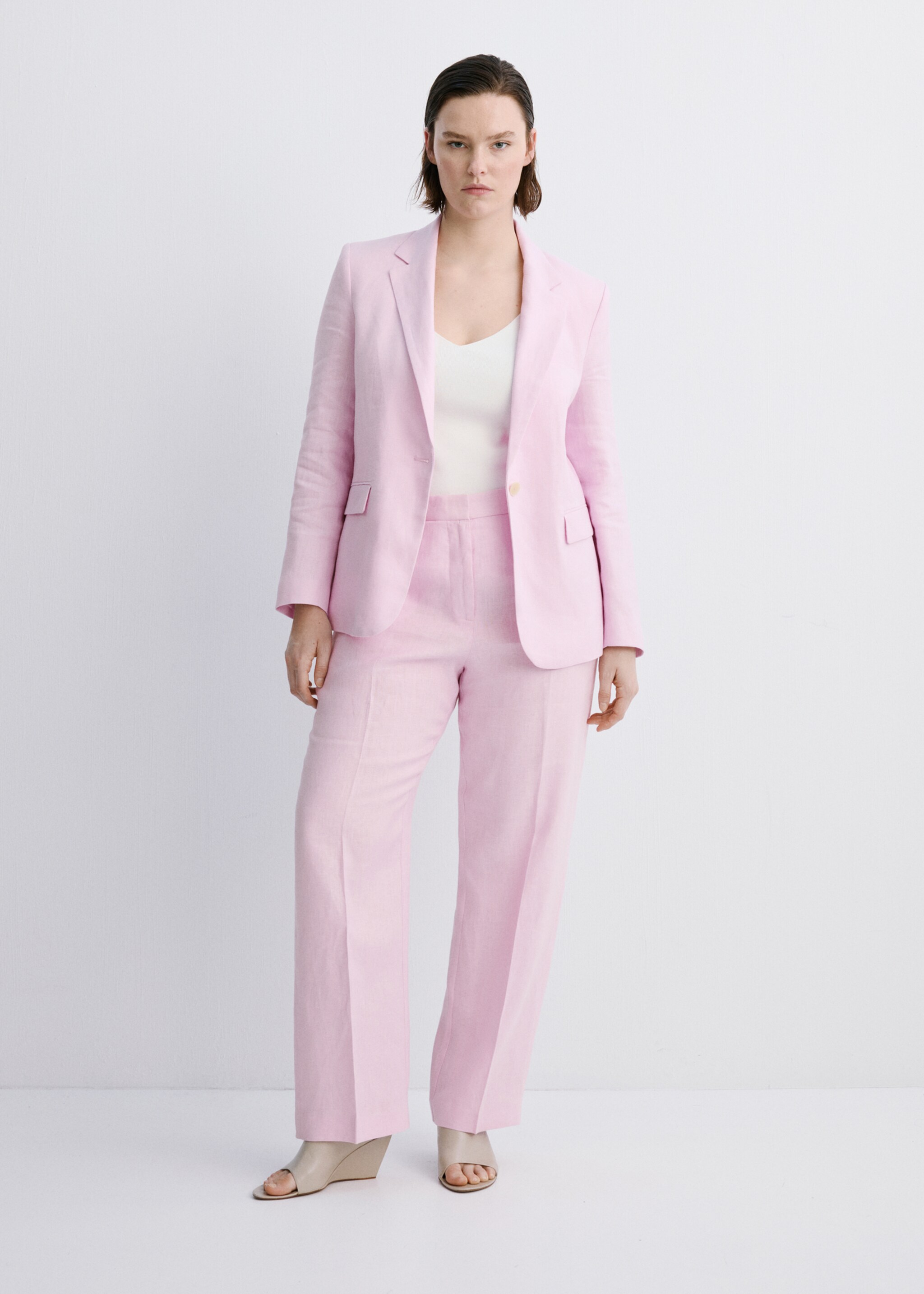 Костюмный блейзер изо льна - Деталь изделия 3, Розовый. Ref: 27057156-00.