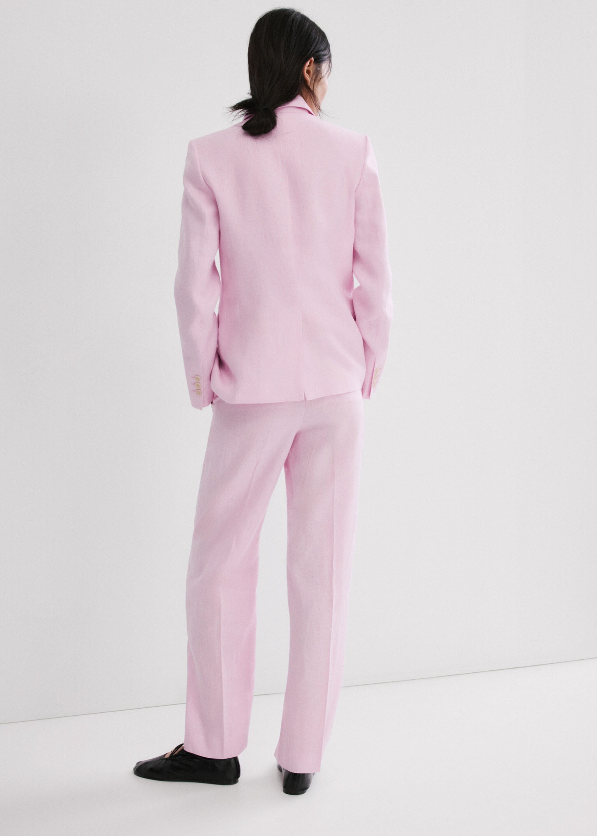Костюмный блейзер изо льна - Обратная сторона изделия, Розовый. Ref: 27057156-00.