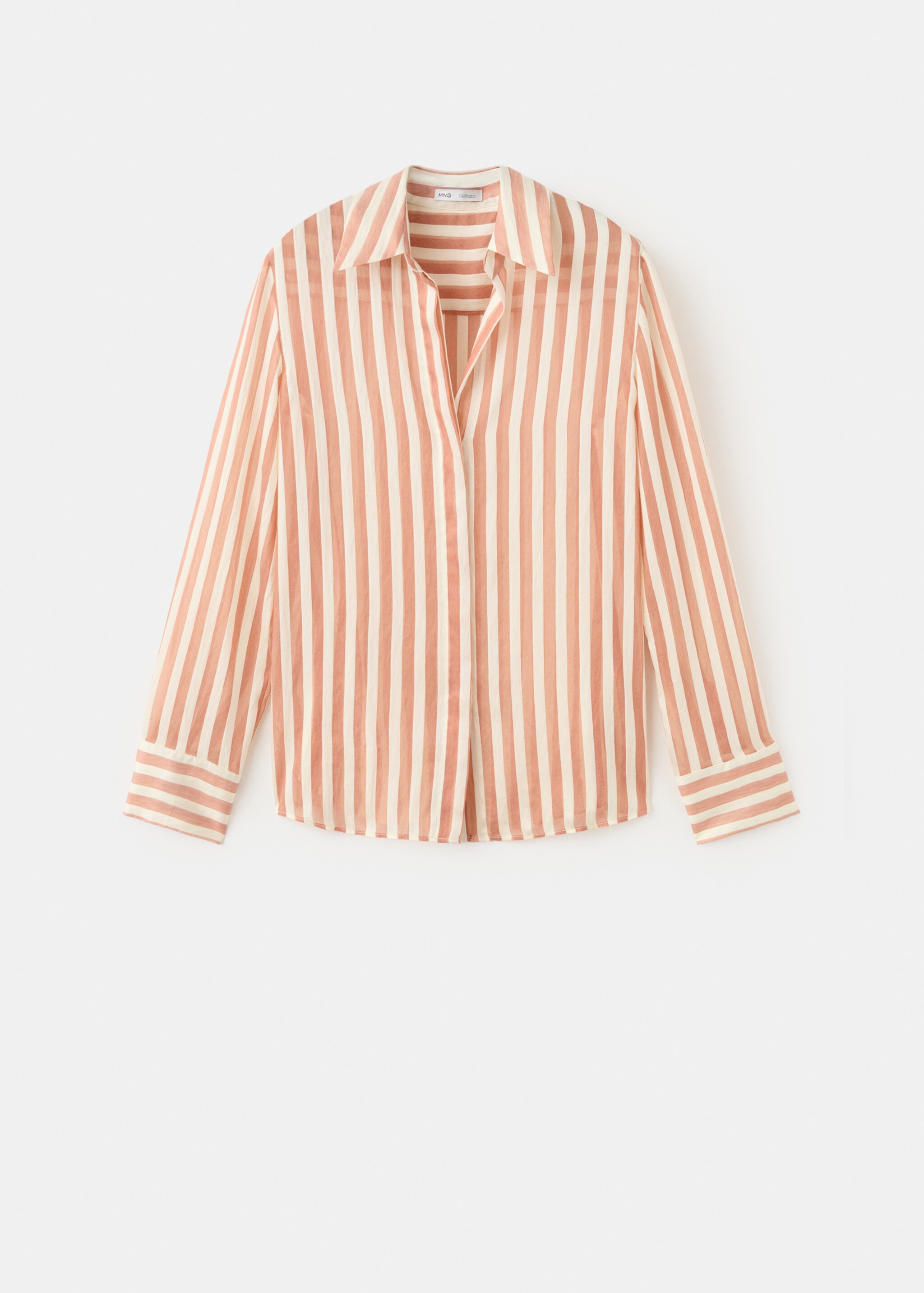 Striped lyocell shirt - Article without model, Brown. Ref: 27057157-00.