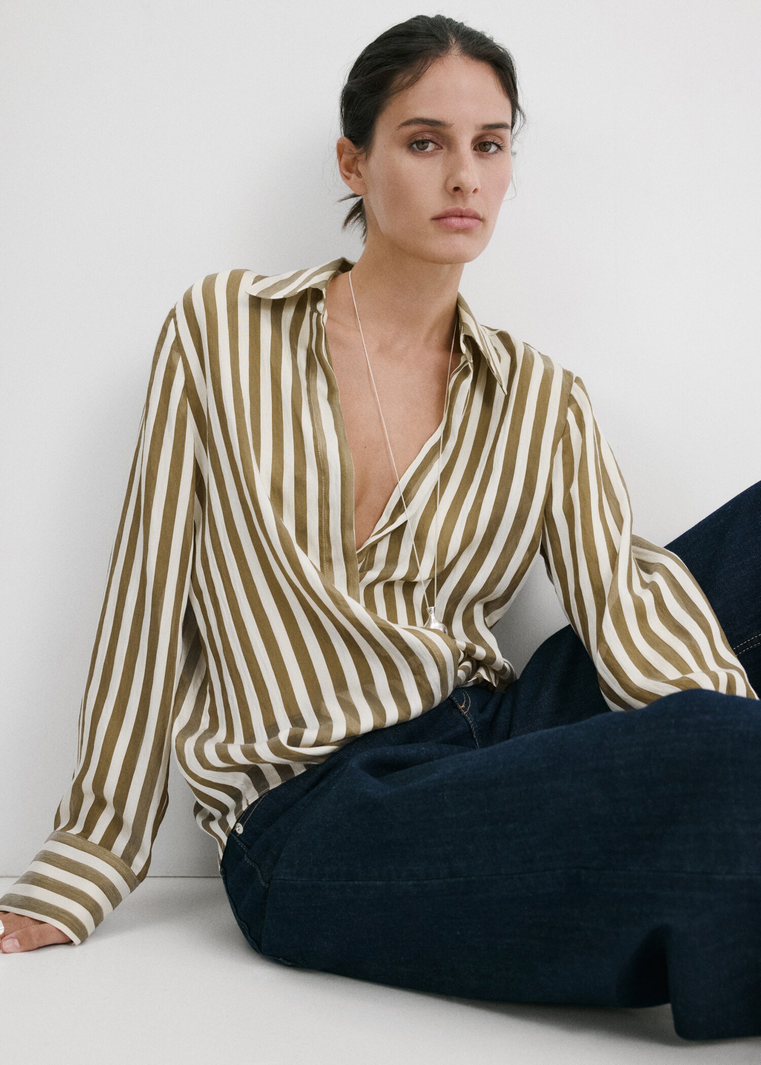 Striped lyocell shirt - Medium plane