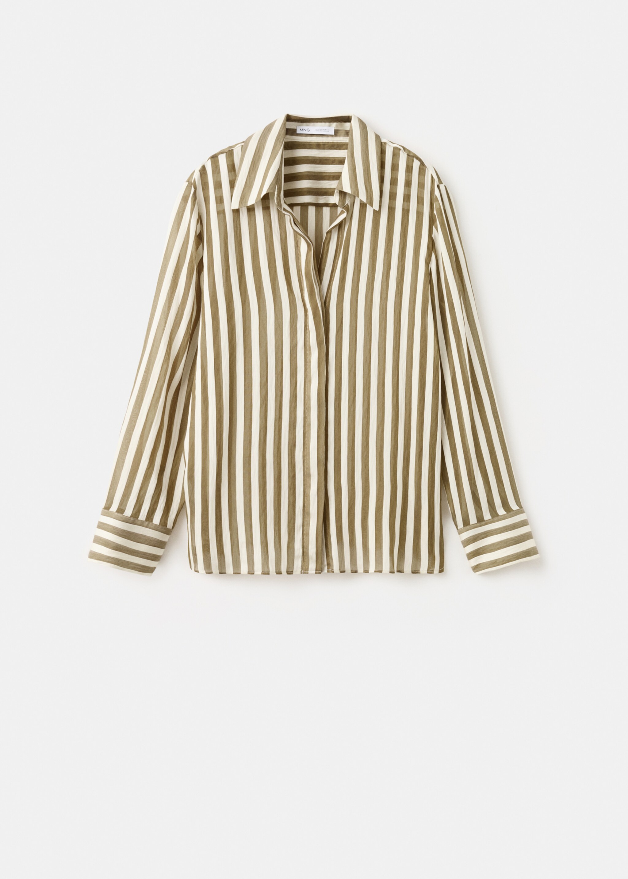 Striped lyocell shirt - Article without model, Khaki. Ref: 27057157-00.