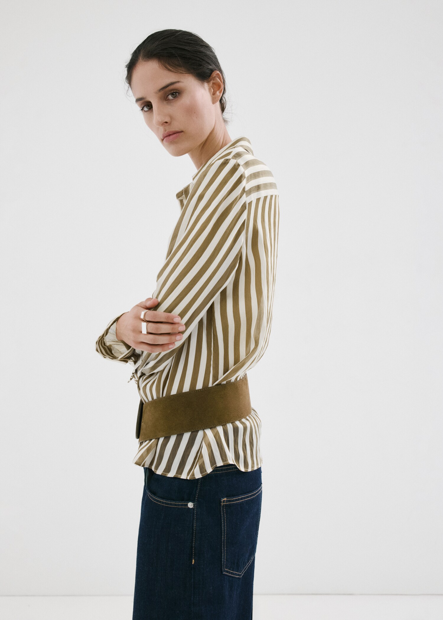 Striped lyocell shirt - Details of the article 1