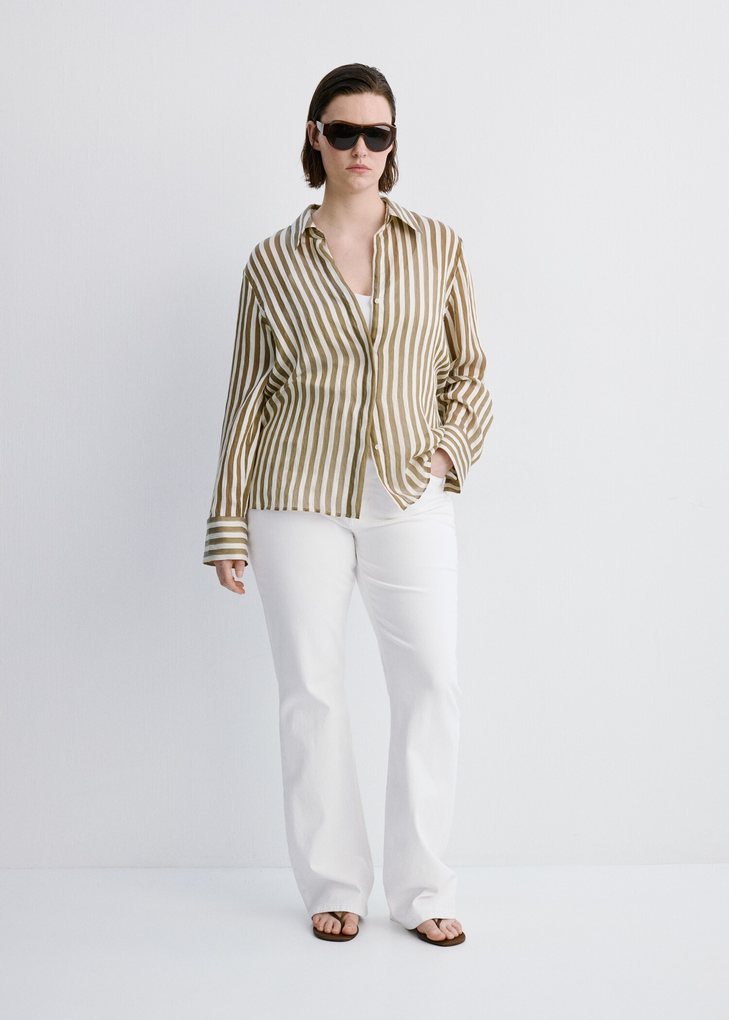 Striped lyocell shirt - Details of the article 3