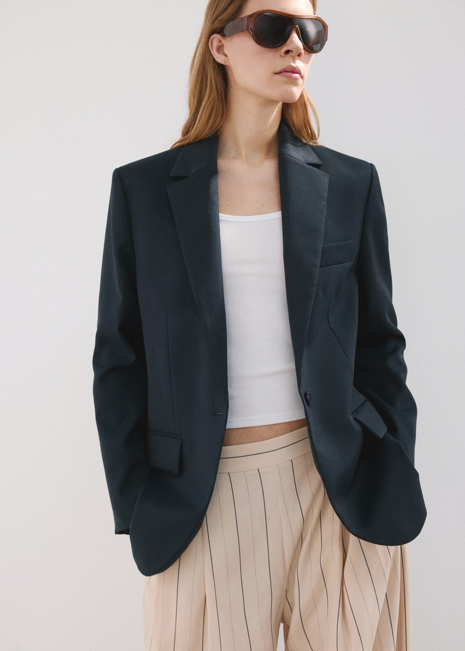 Blazer droit avec poches à rabat - Plan moyen