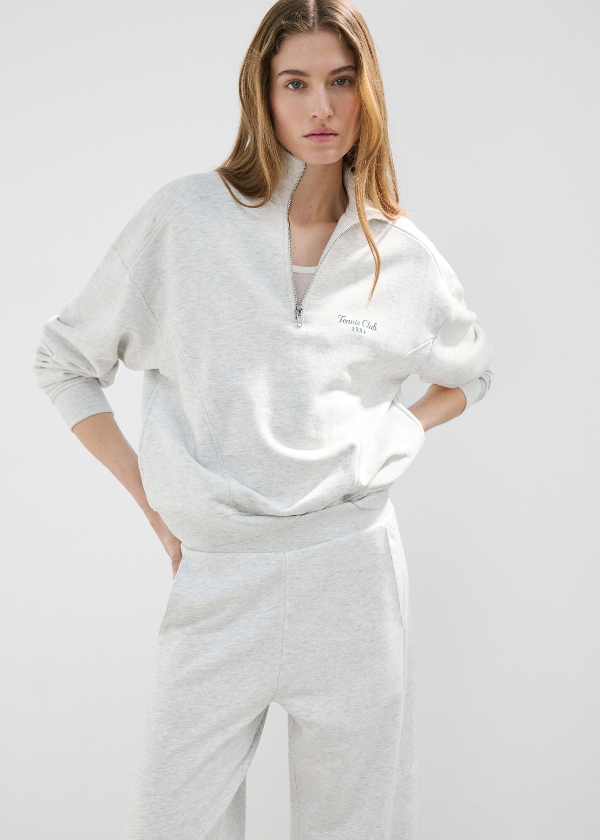 Turtleneck sweatshirt with zip - Medium plane, Grey. Ref: 27057163-00.