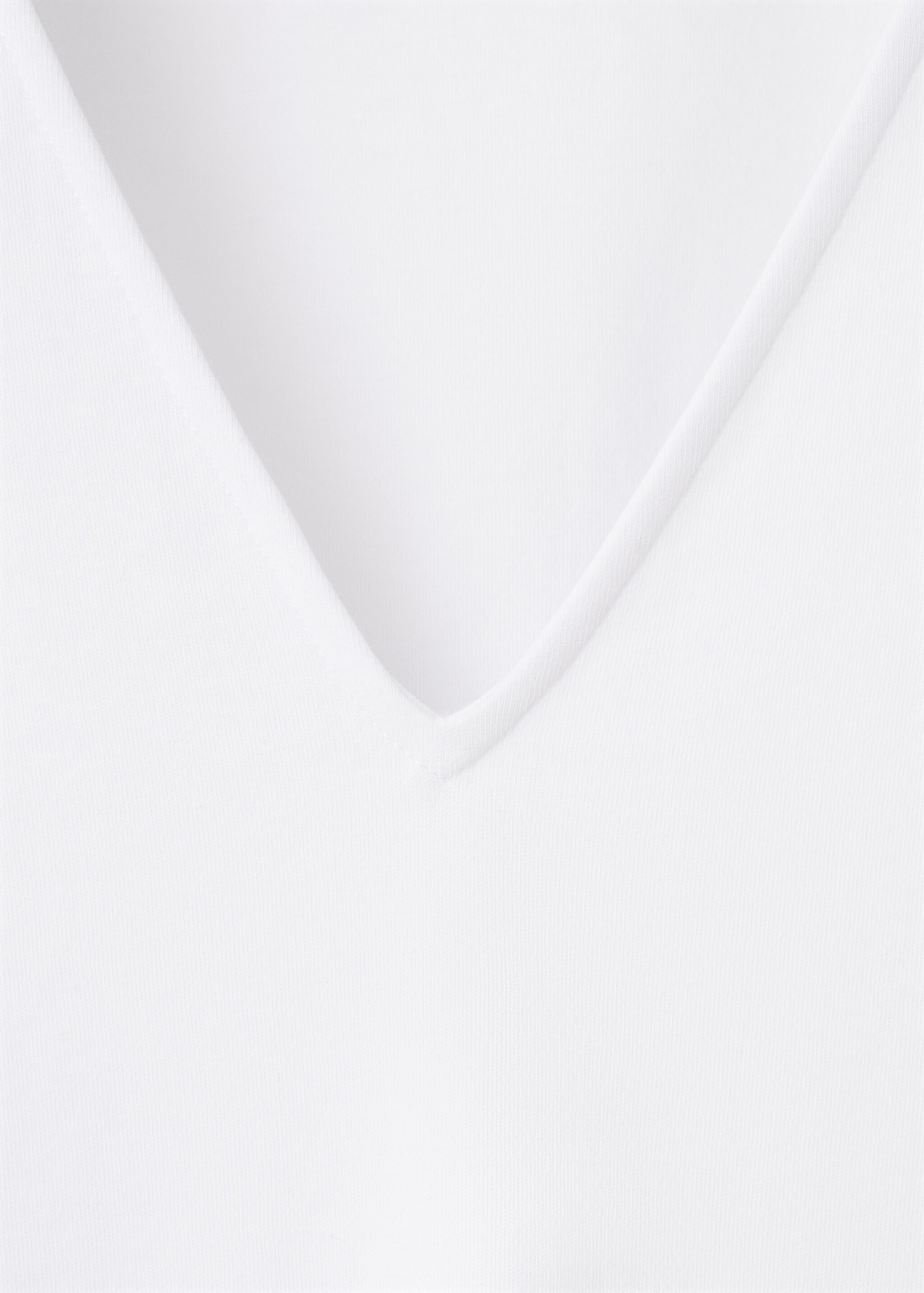 تي شيرت قطني بتصميم رقبة على شكل حرف V - تفاصيل المنتج 8, أبيض. Ref: 27057164-00.