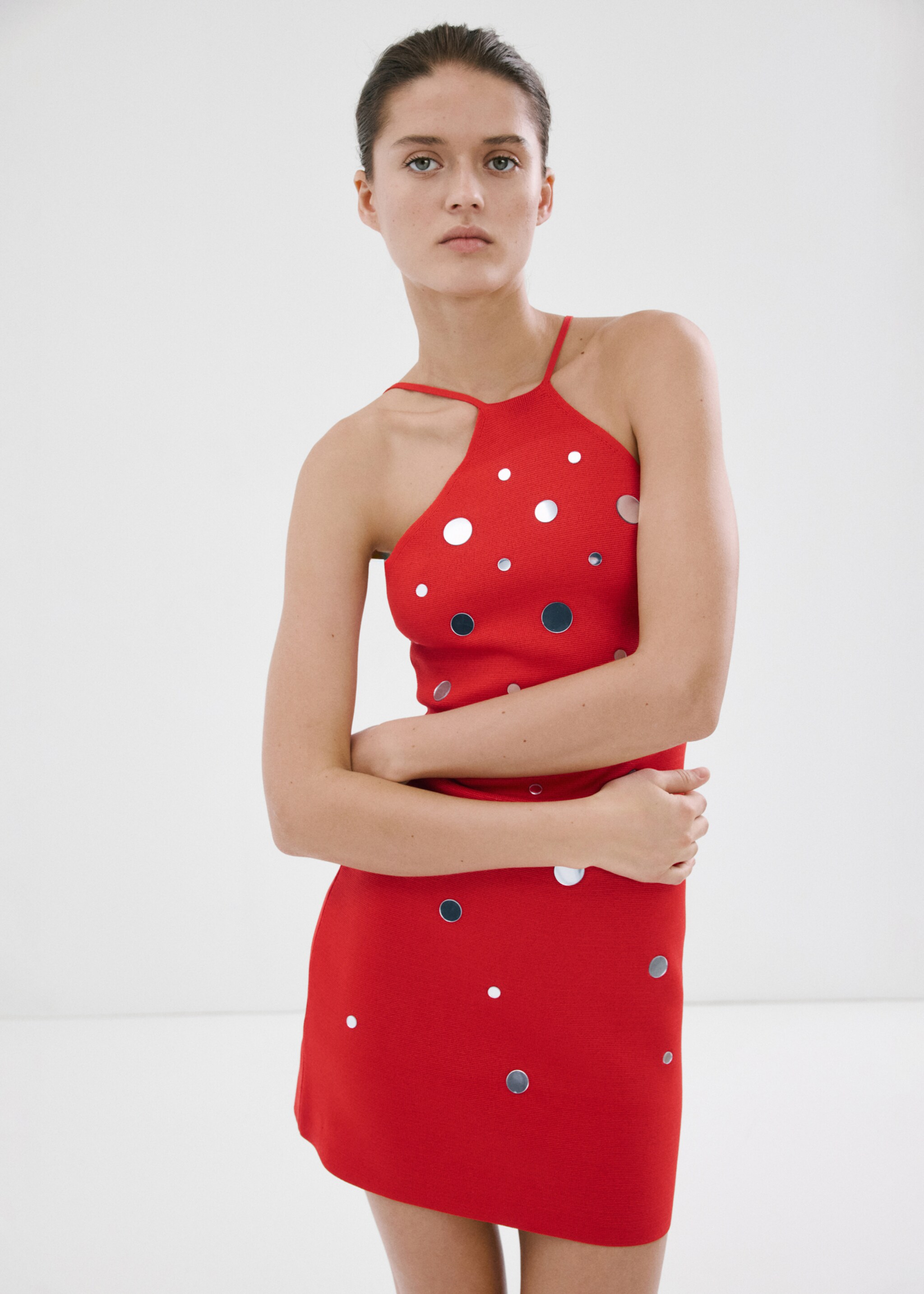 Halter neck dress - Medium plane, Red. Ref: 27057165-00.