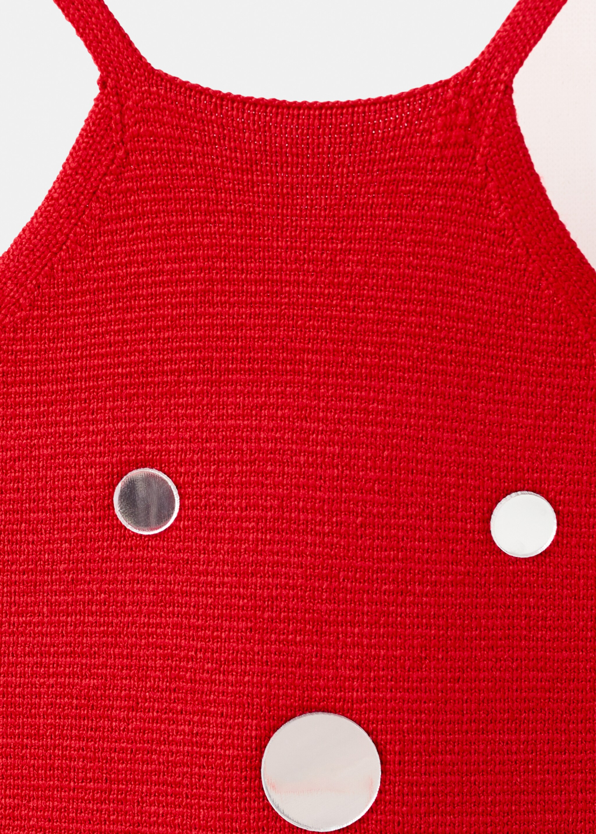 Halter neck dress - Details of the article 8, Red. Ref: 27057165-00.