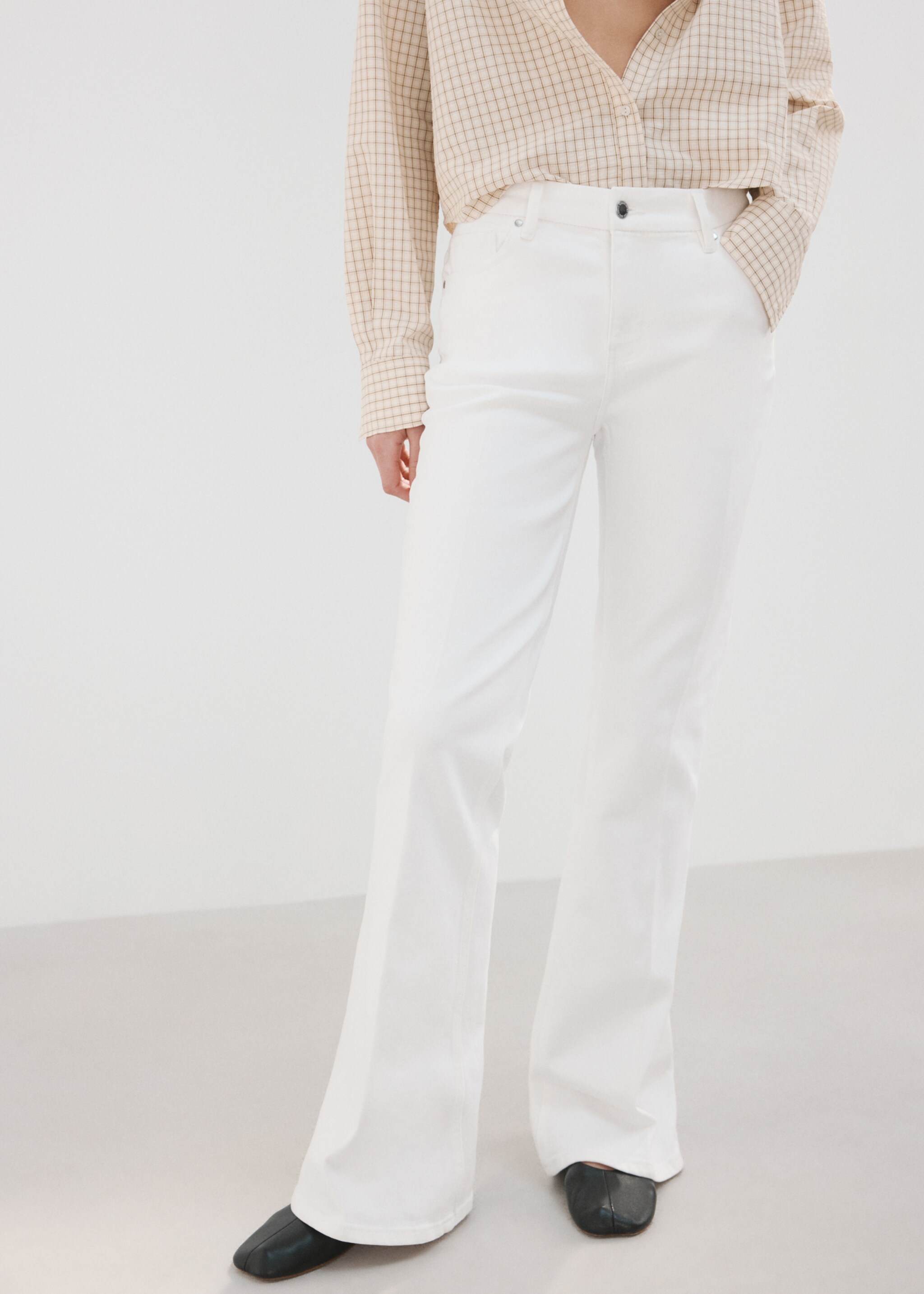 Violet flared high-rise jeans - Medium plane, White. Ref: 27057783-00.