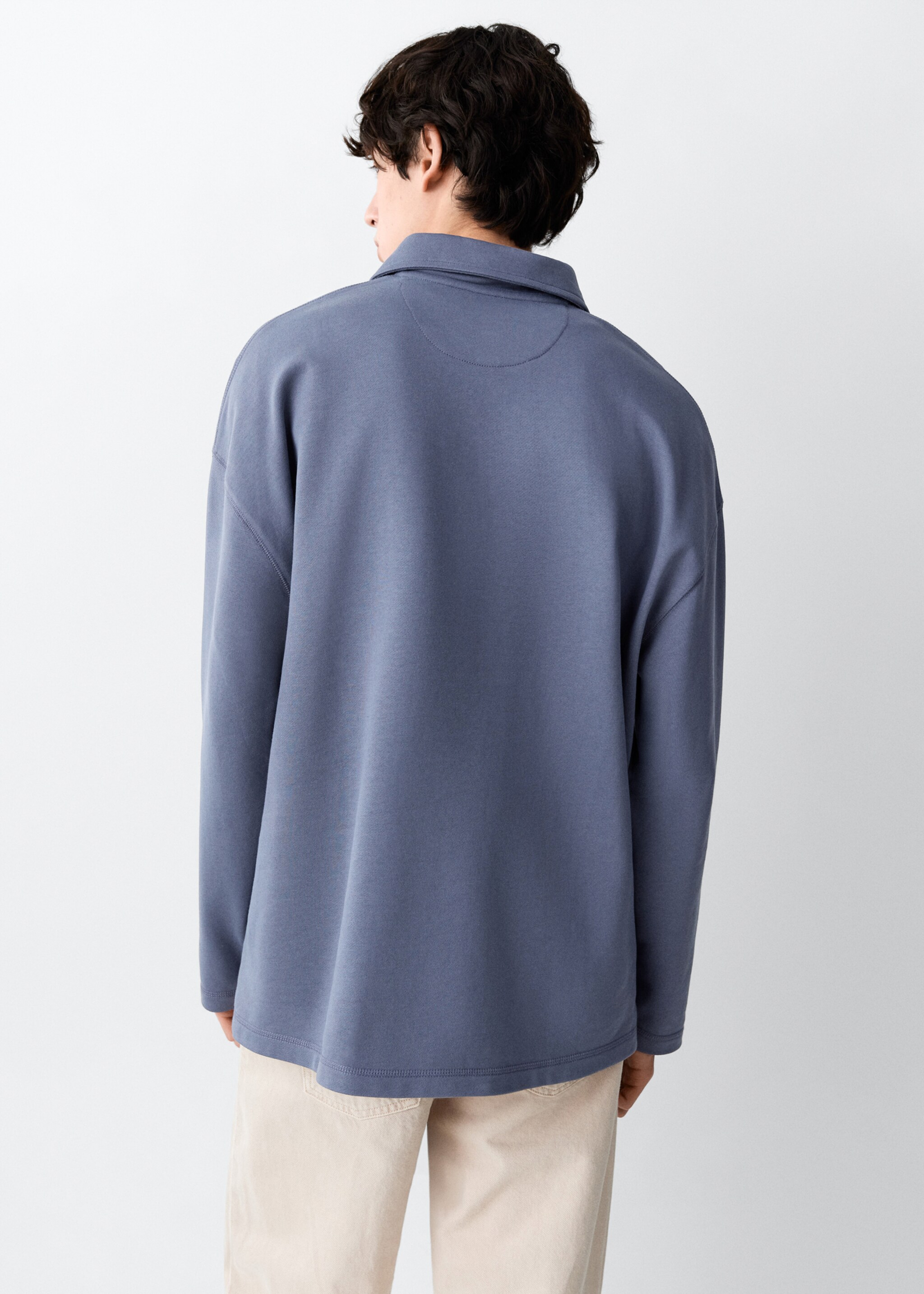 Polo-neck sweatshirt - Reverse of the article, Blue. Ref: 27057787-00.