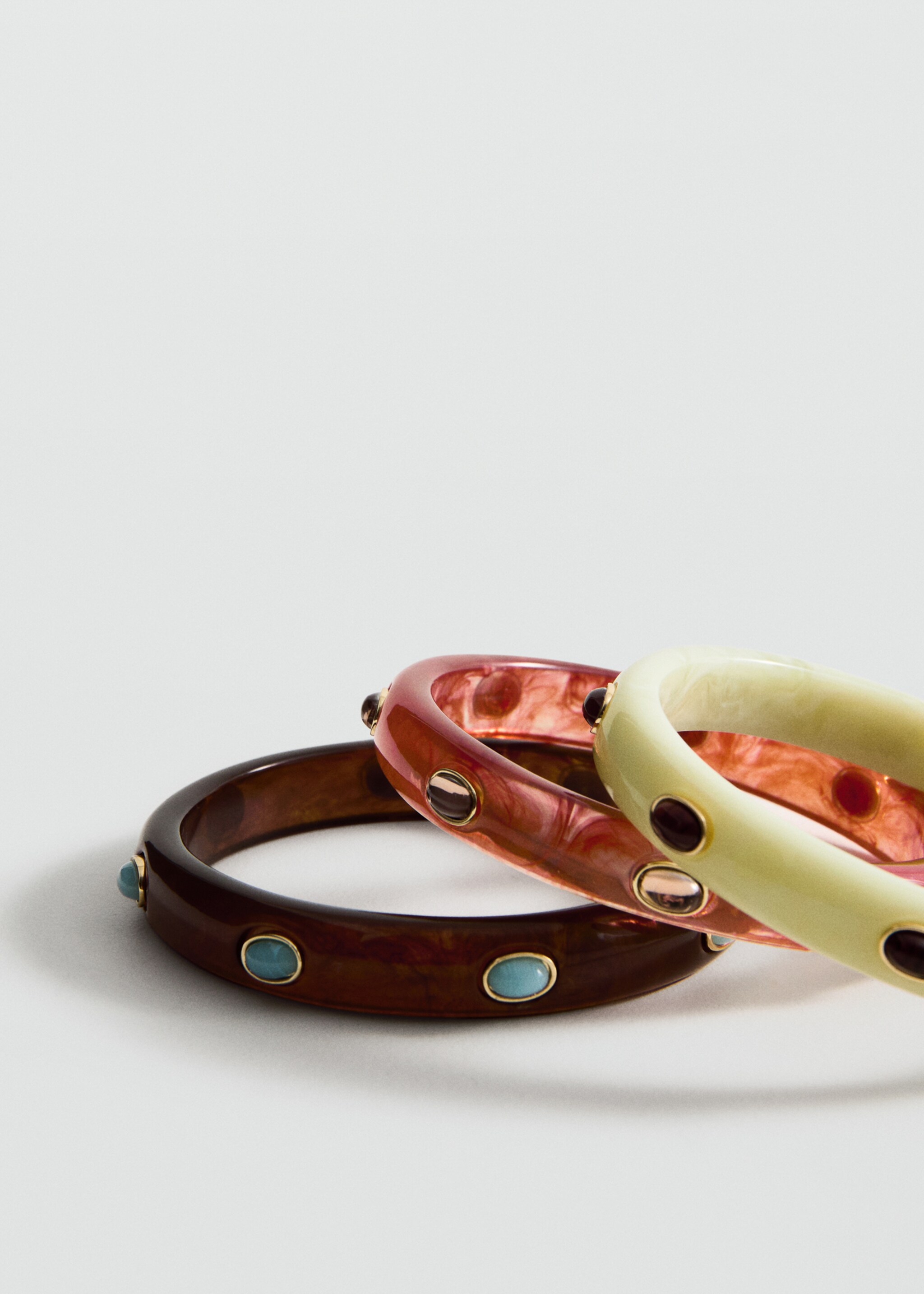 مجموعة من 3 أساور راتنج متناسقة - تفاصيل المنتج 1, بني. Ref: 27057790-00.