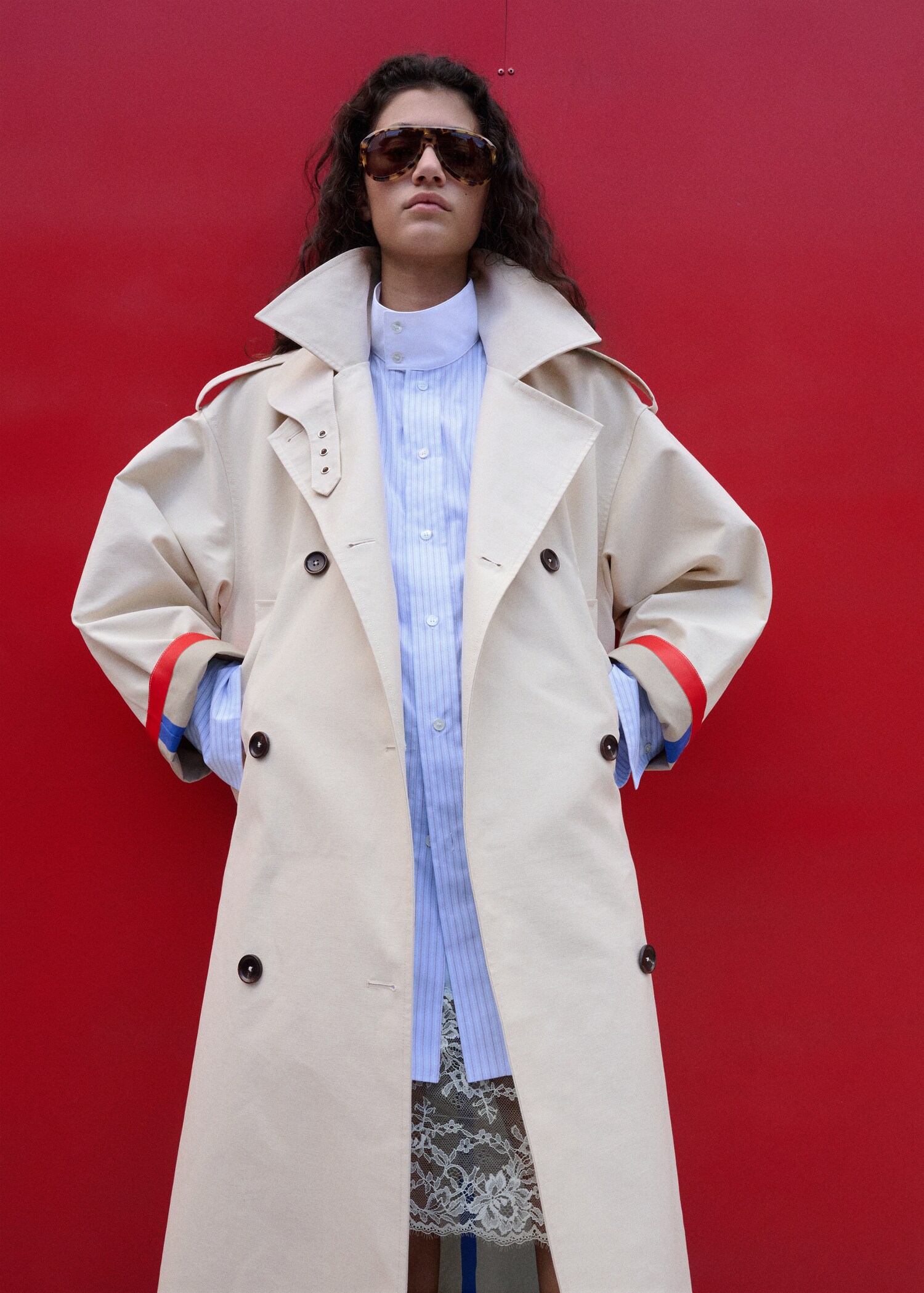 Funnel neck buckle trench - Medium plane