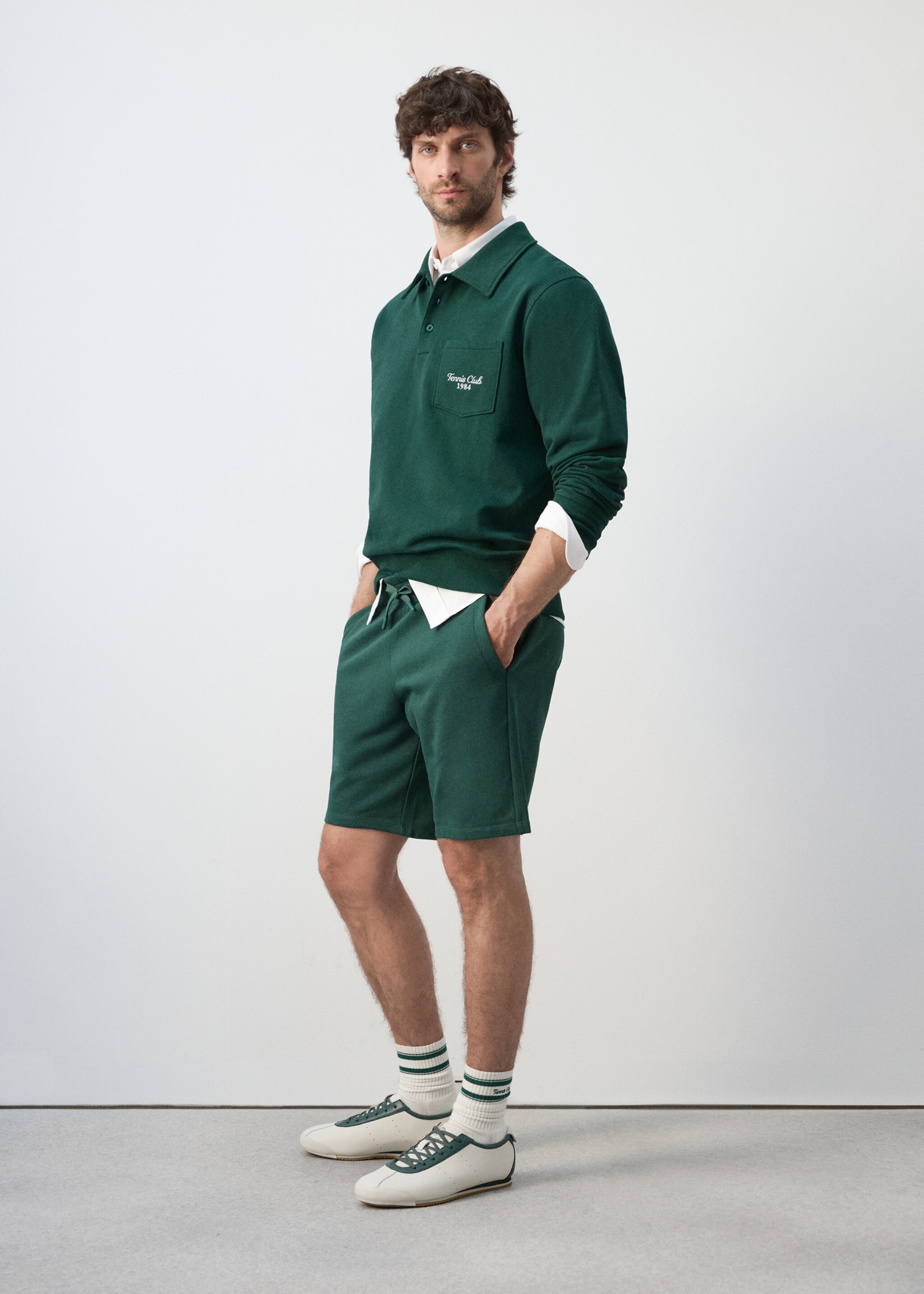 Bermuda 100 % coton cordon - Détail de l'article 2, Vert foncé. Ref: 27057793-00.