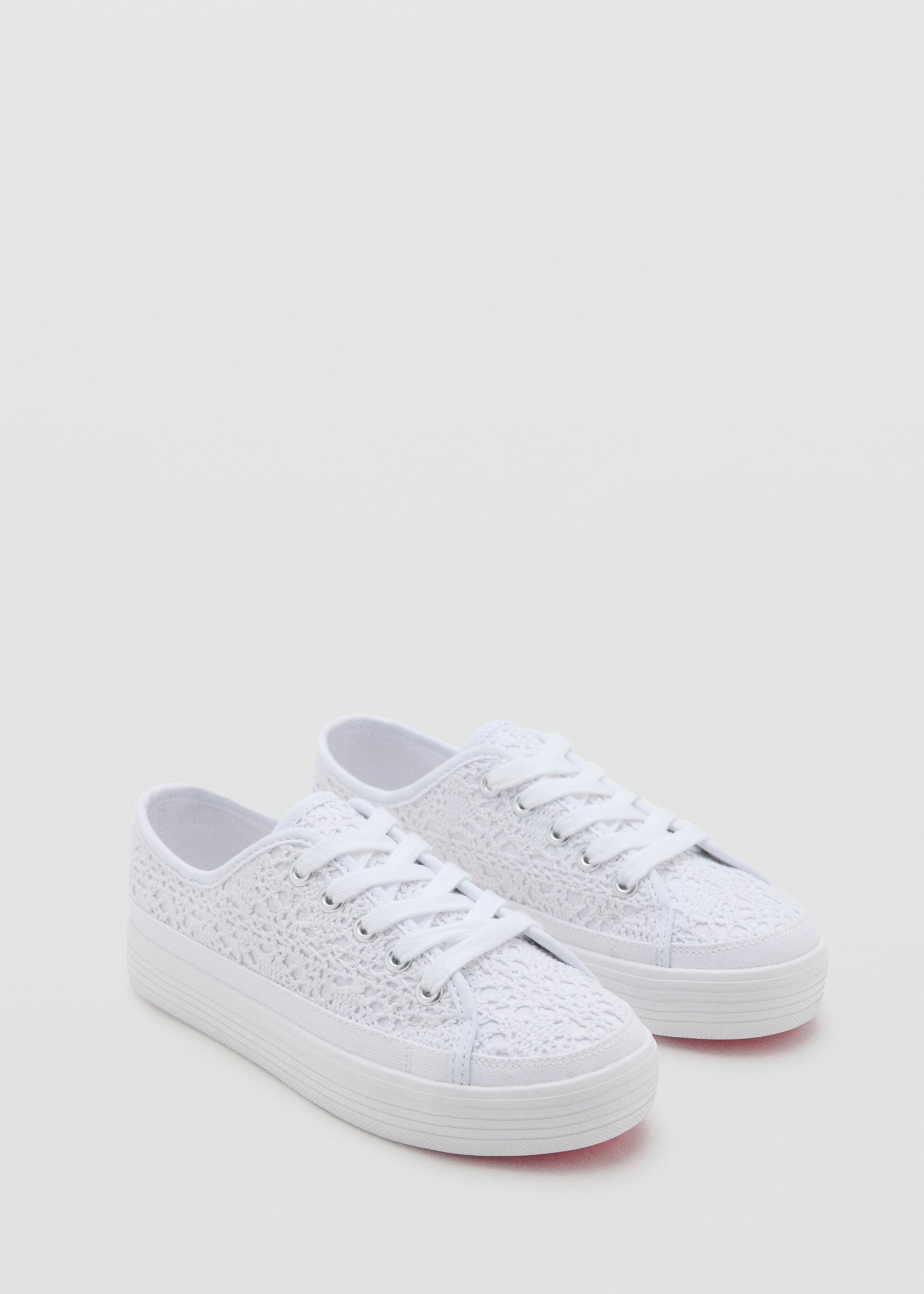 Embroidered sneakers - Medium plane, White. Ref: 27057892-00.