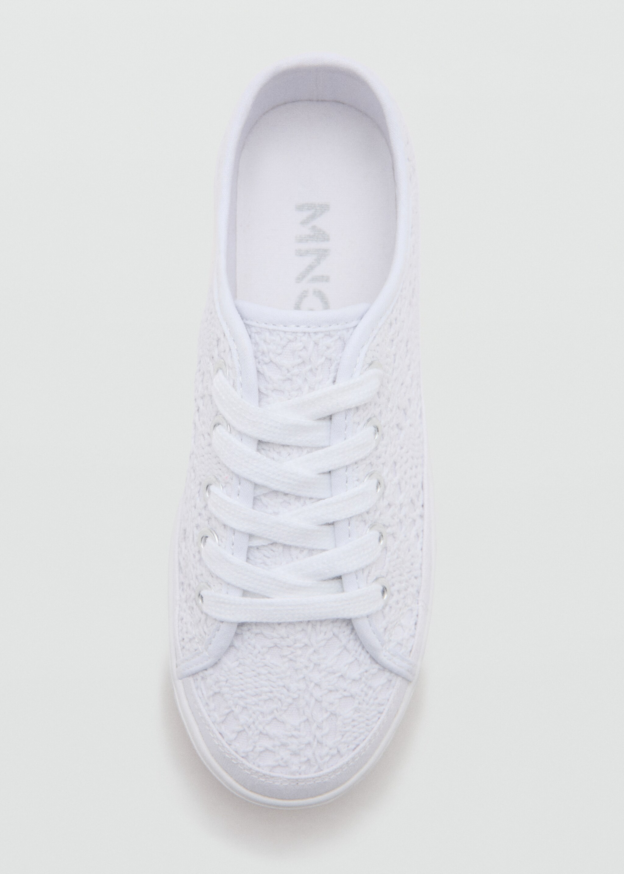 Embroidered sneakers - Details of the article 1, White. Ref: 27057892-00.